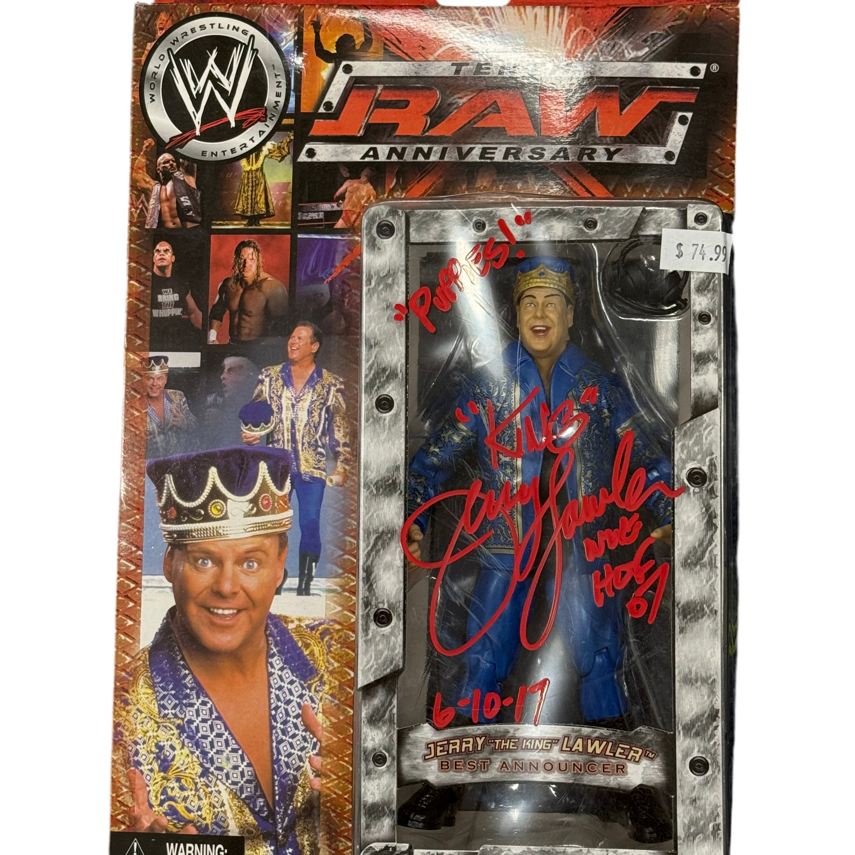 WWF Jakks Pacific Raw Tenth Anniversary Jerry “The King” Lawler Signed Action Figure W/ JSA Certification