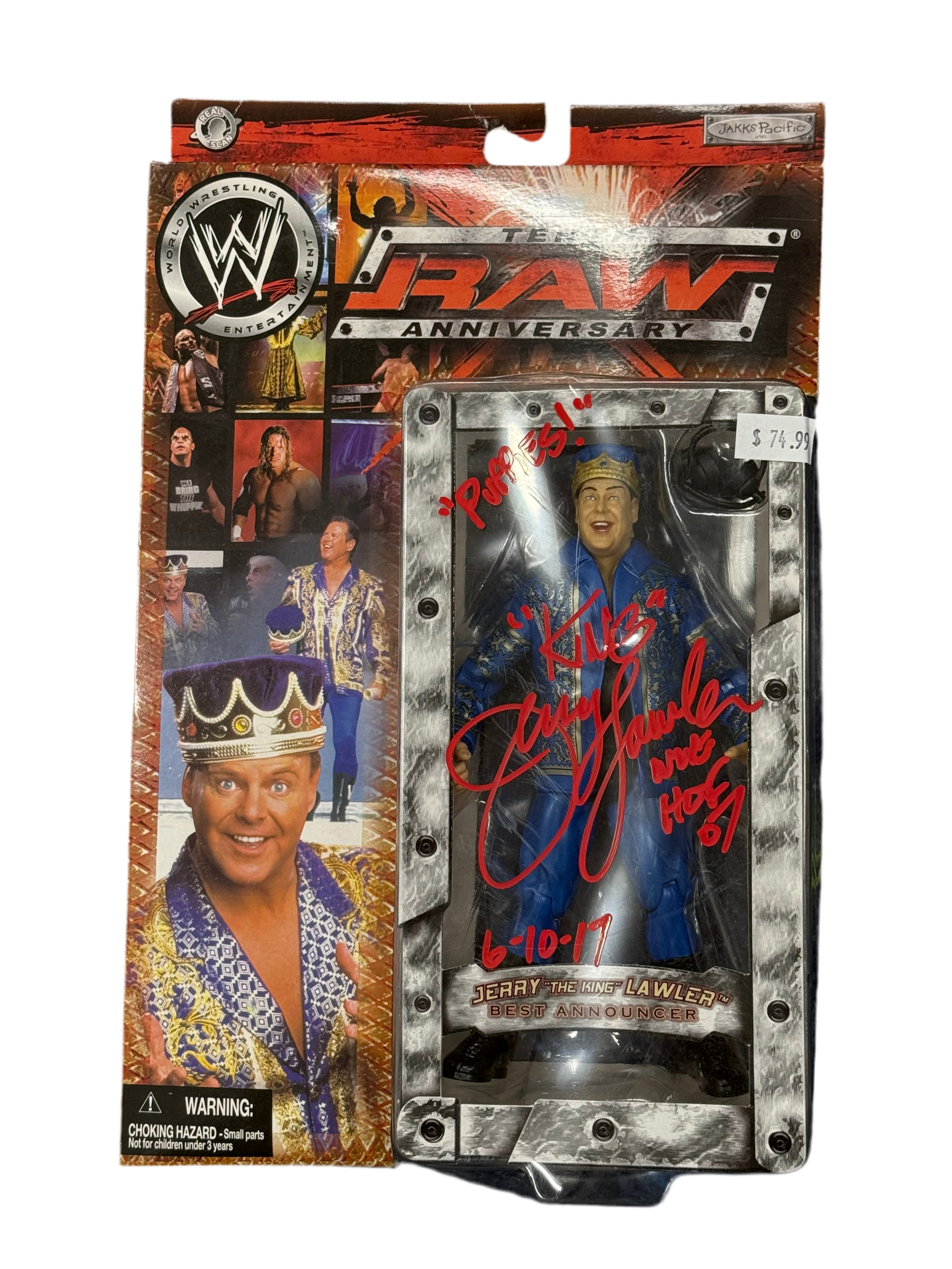WWF Jakks Pacific Raw Tenth Anniversary Jerry “The King” Lawler Signed Action Figure W/ JSA Certification