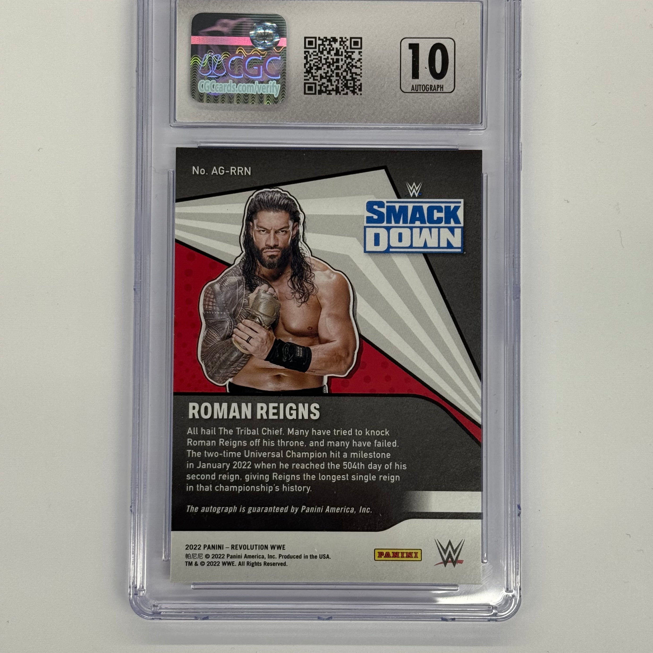 2022 Panini Revolution WWE CGC 10 GEM MINT Roman Reigns Autograph #AG-RRN