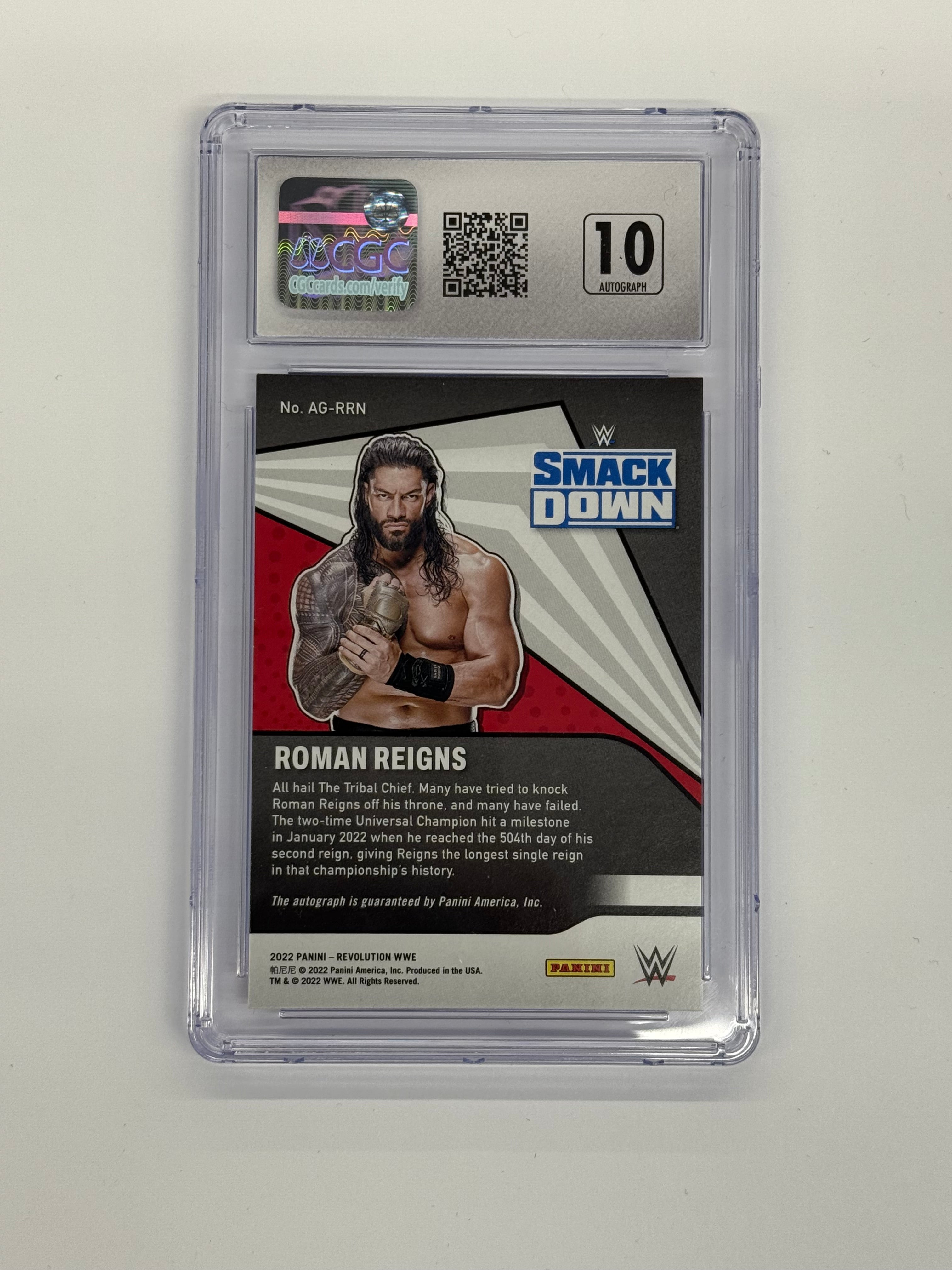 2022 Panini Revolution WWE CGC 10 GEM MINT Roman Reigns Autograph #AG-RRN