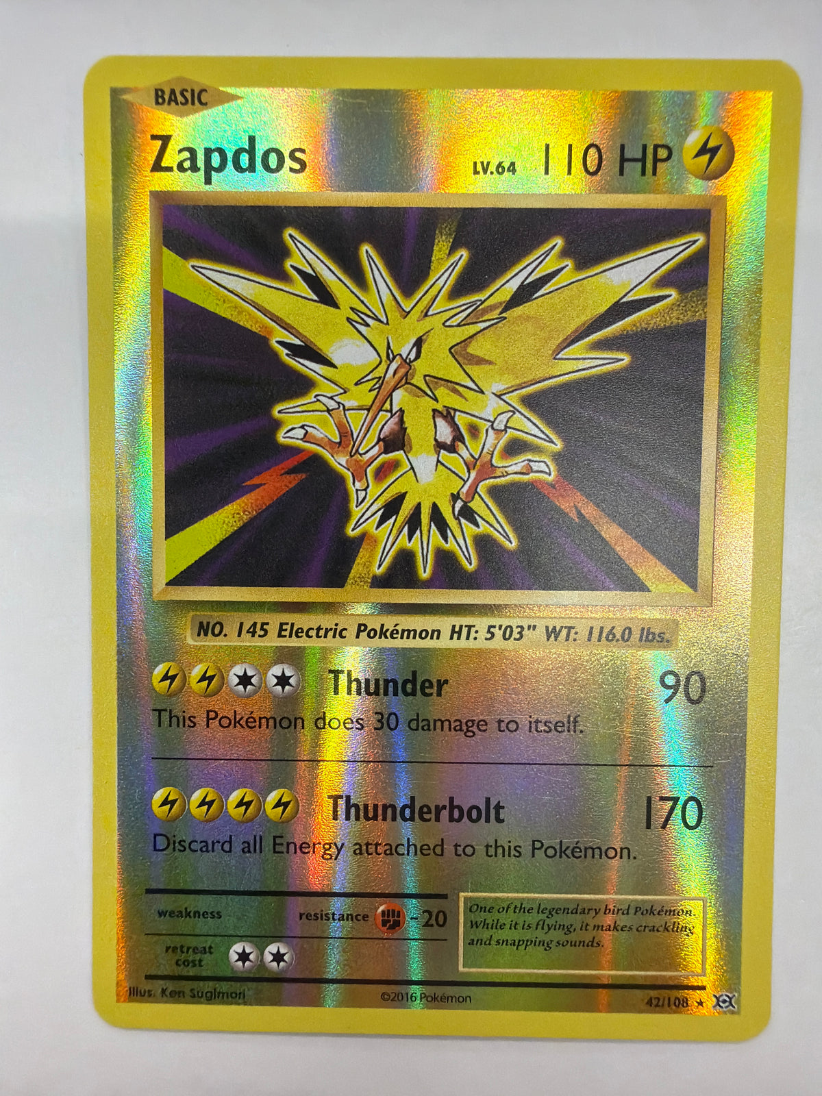 Pokémon TCG - Evolution Zapdos 42/108 Reverse Holo LP