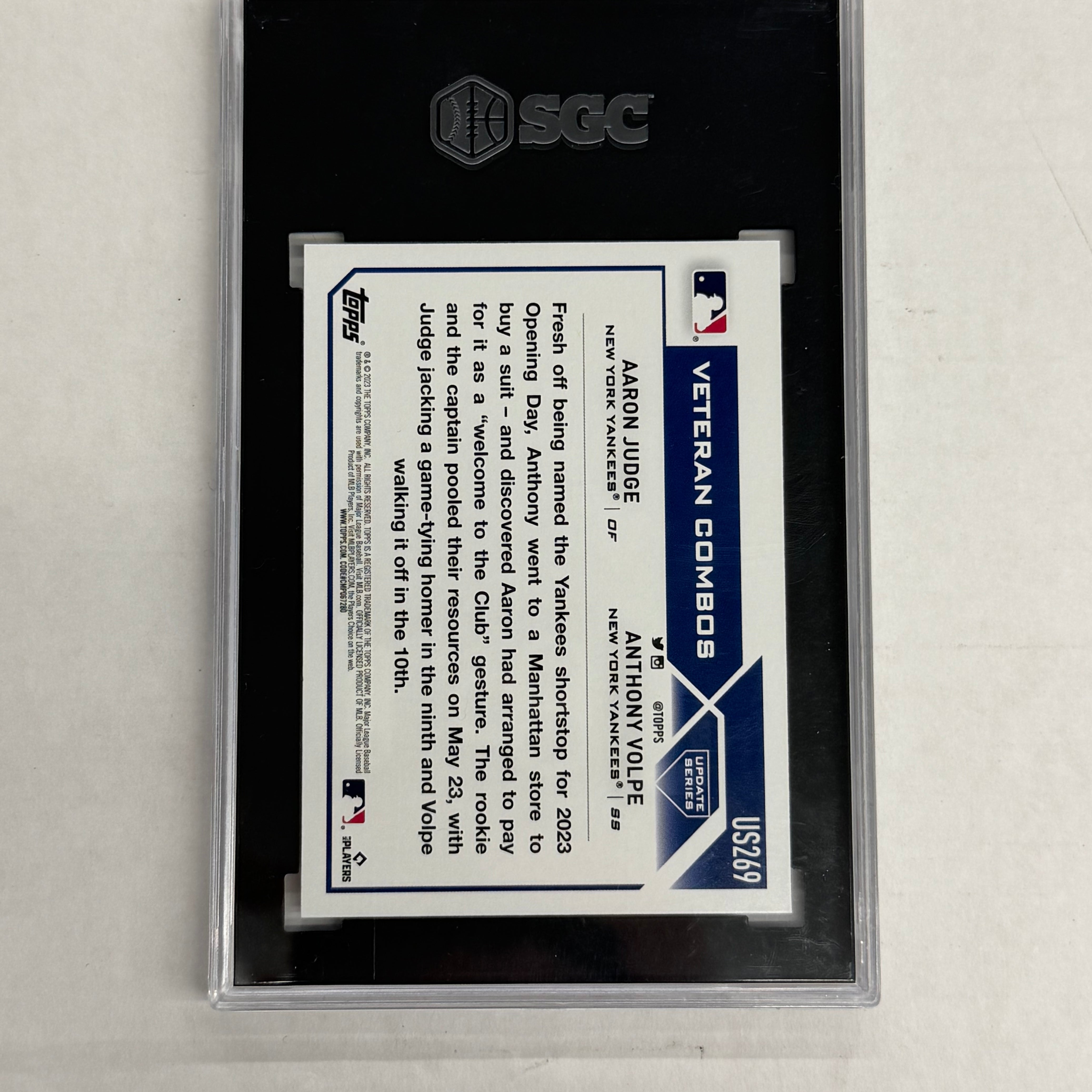 2023 Topps Update SGC 10 GM Veteran Combos Judge/Volpe #US269