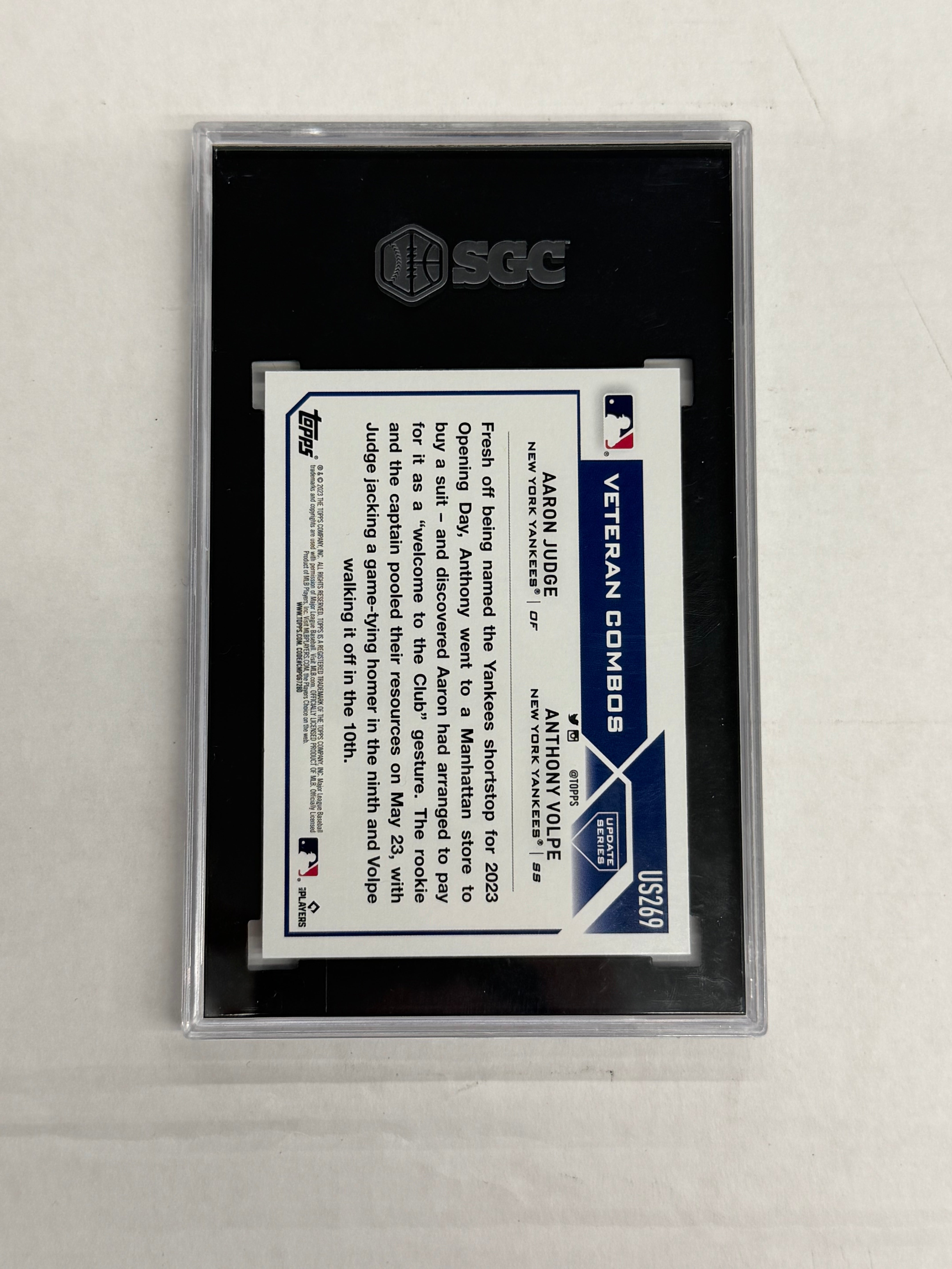 2023 Topps Update SGC 10 GM Veteran Combos Judge/Volpe #US269