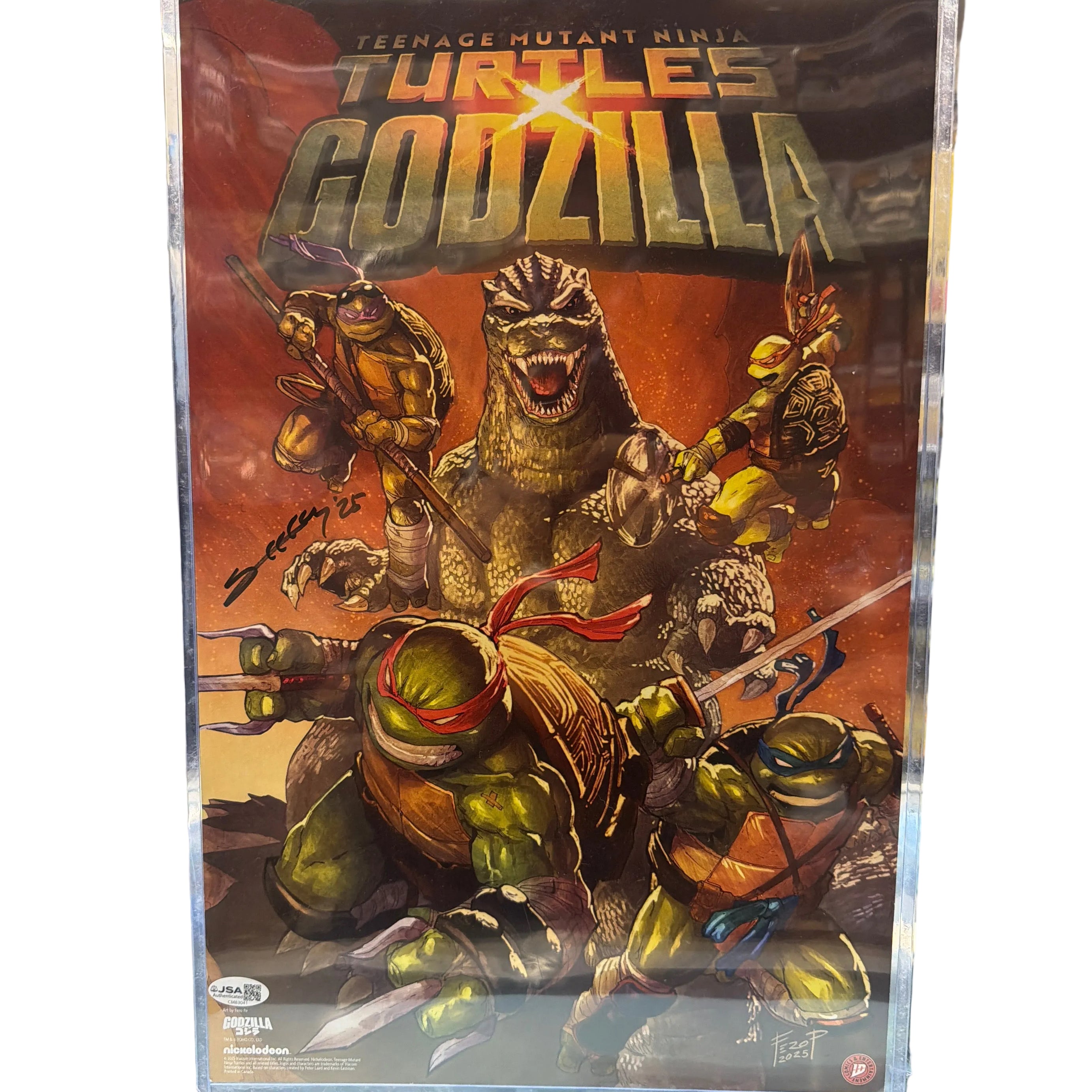 SIGNED Godzilla X Teenage Mutant Ninja Turtles Poster
