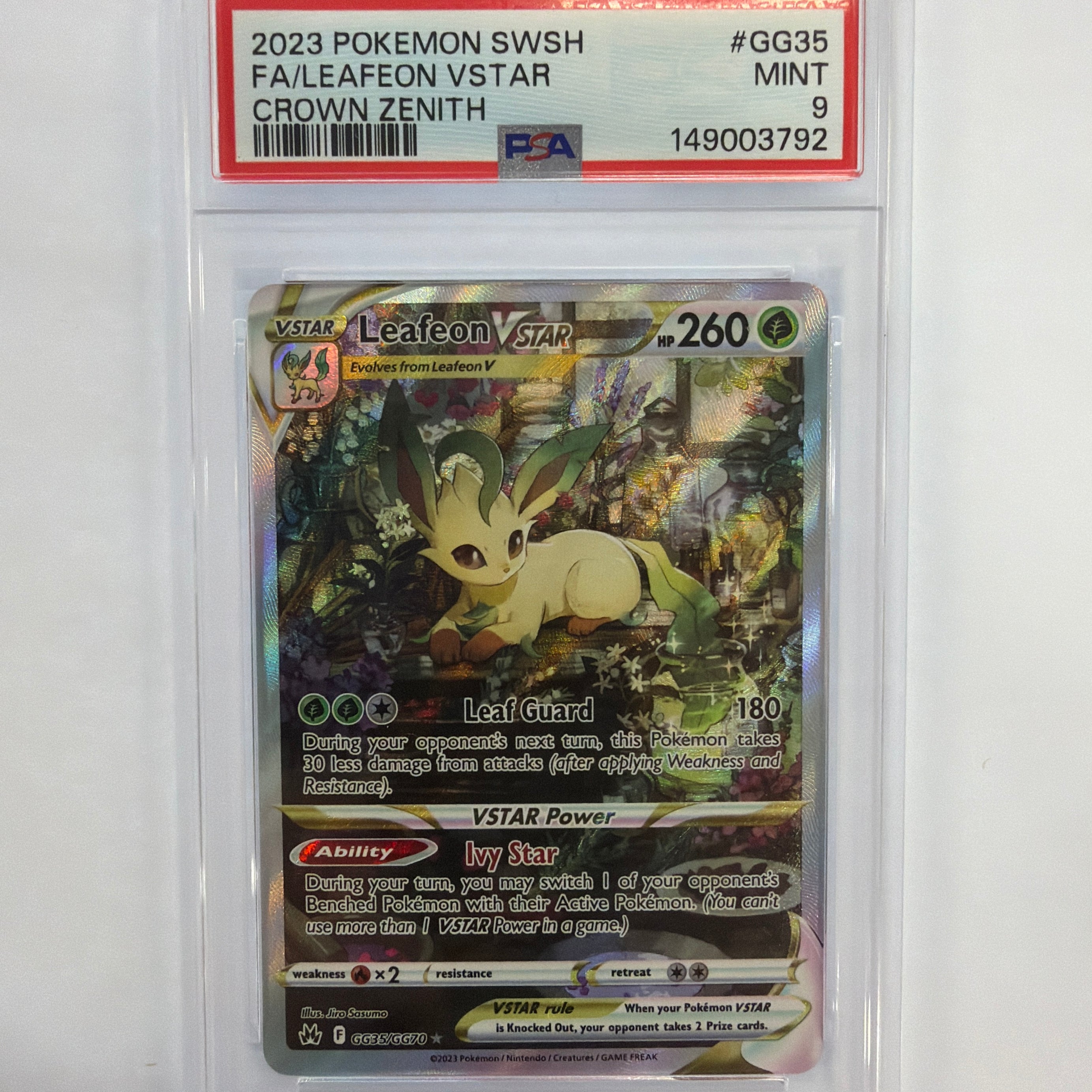 Pokémon TCG - PSA Mint 9 Crown Zenith Leafeon Vstar GG35/GG70