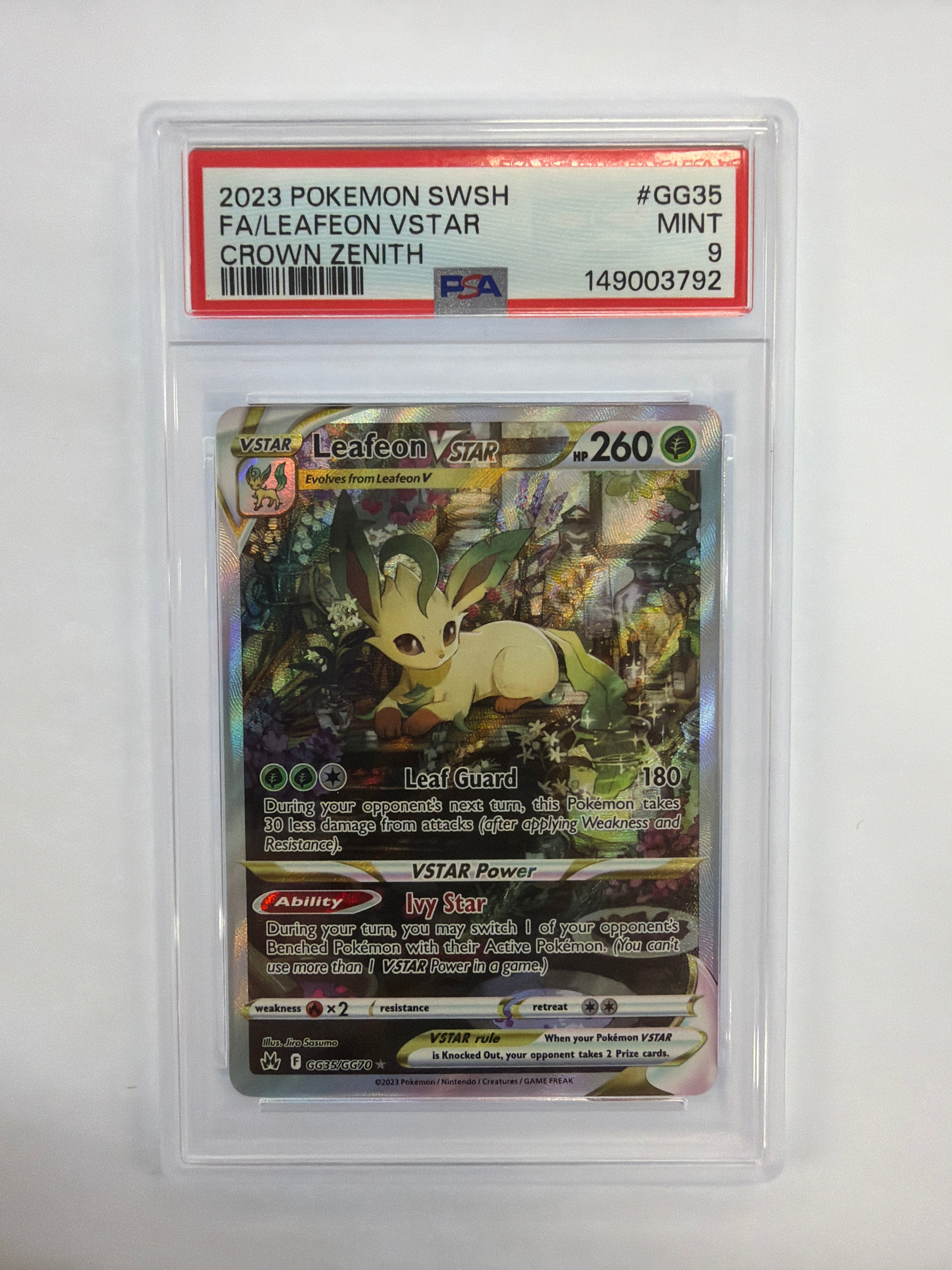 Pokémon TCG - PSA Mint 9 Crown Zenith Leafeon Vstar GG35/GG70