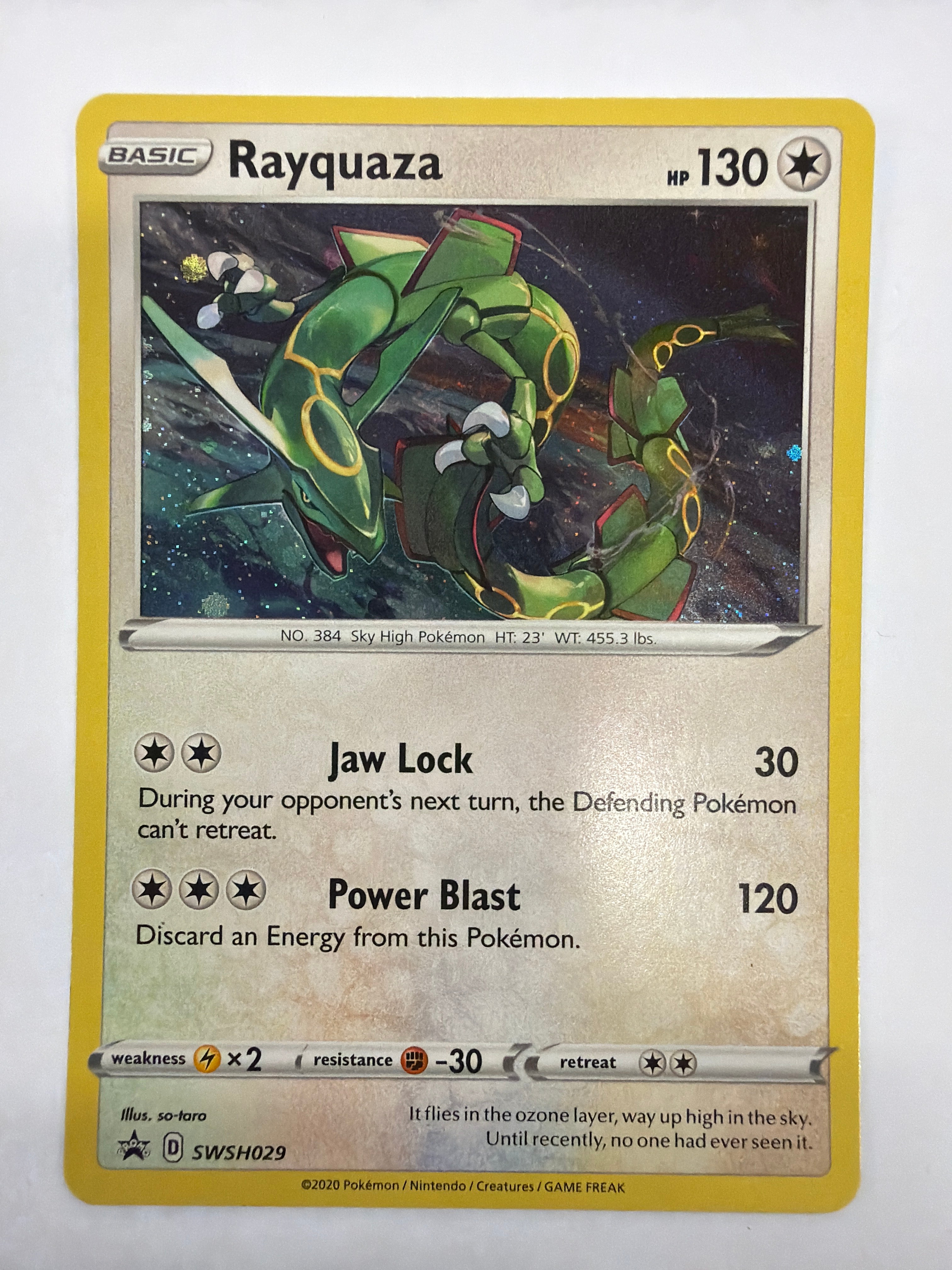 Pokémon TCG - Sword & Shield Promo Rayquaza SWSH029 Cosmos Holo LP