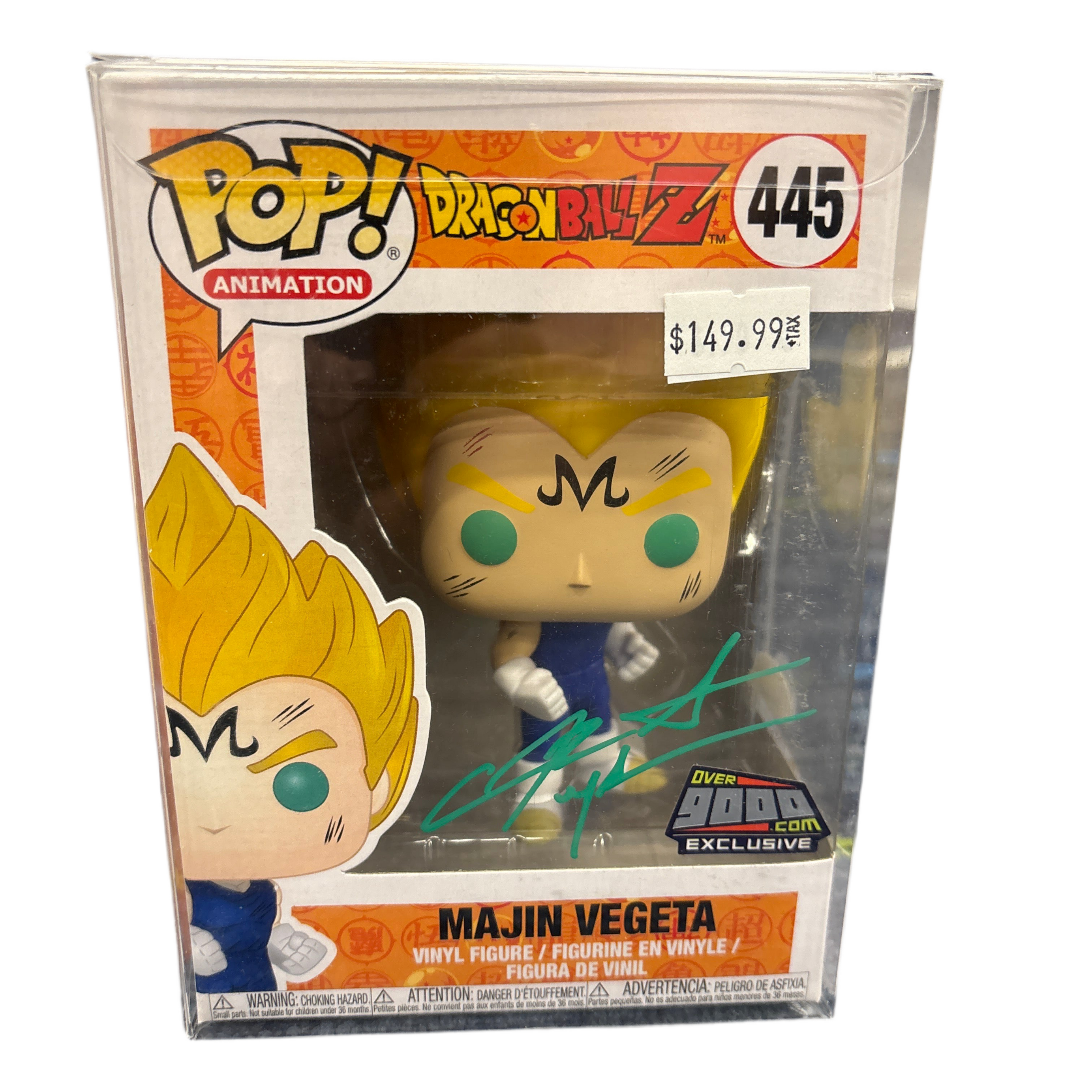 SIGNED Funko Pop! Animation Dragon Ball Z Majin Vegeta Over 9000 Exclusive #445