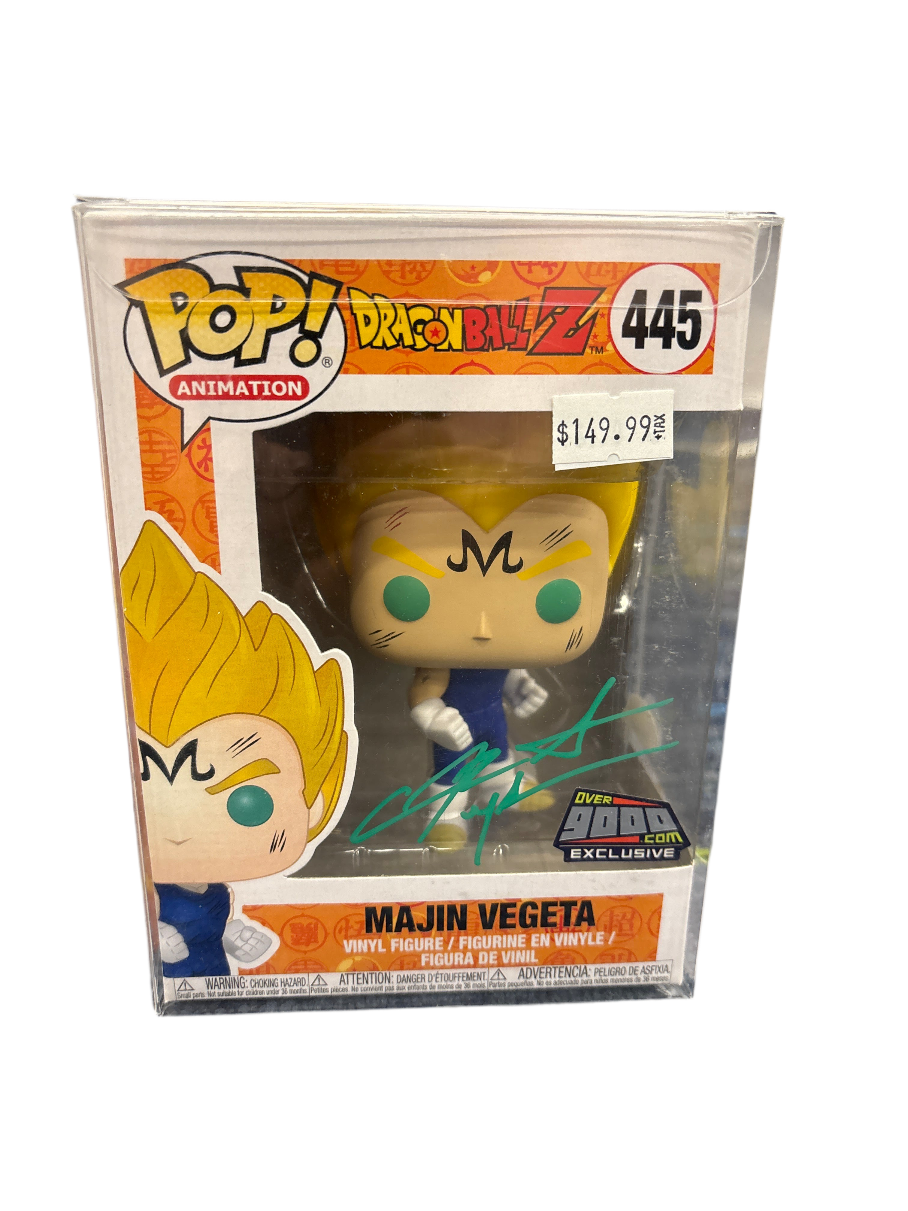 SIGNED Funko Pop! Animation Dragon Ball Z Majin Vegeta Over 9000 Exclusive #445