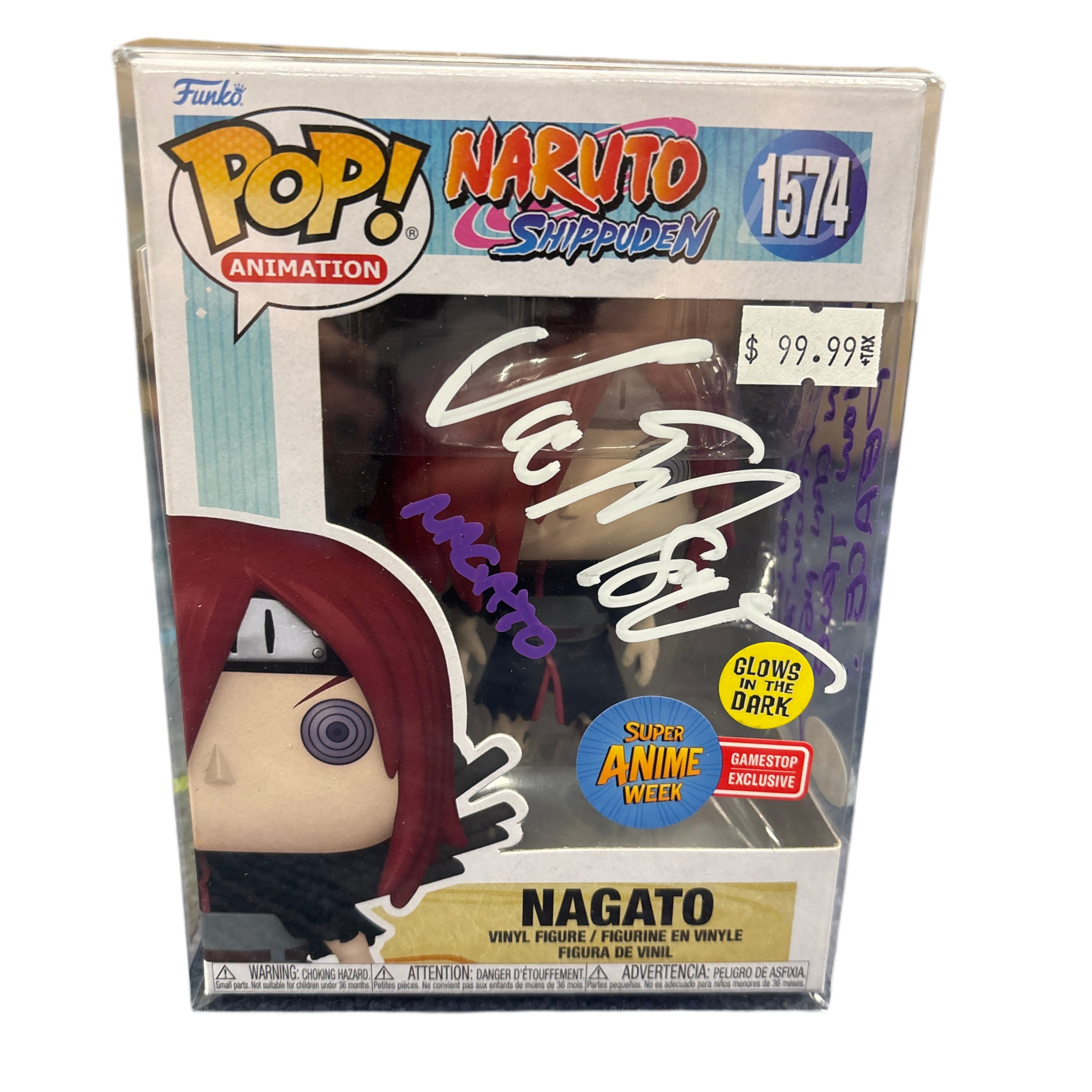 (SIGNED) Funko Pop! Animation Naruto Nagato Super Anime Week GameStop Exclusive GITD #1574 JSA CERT