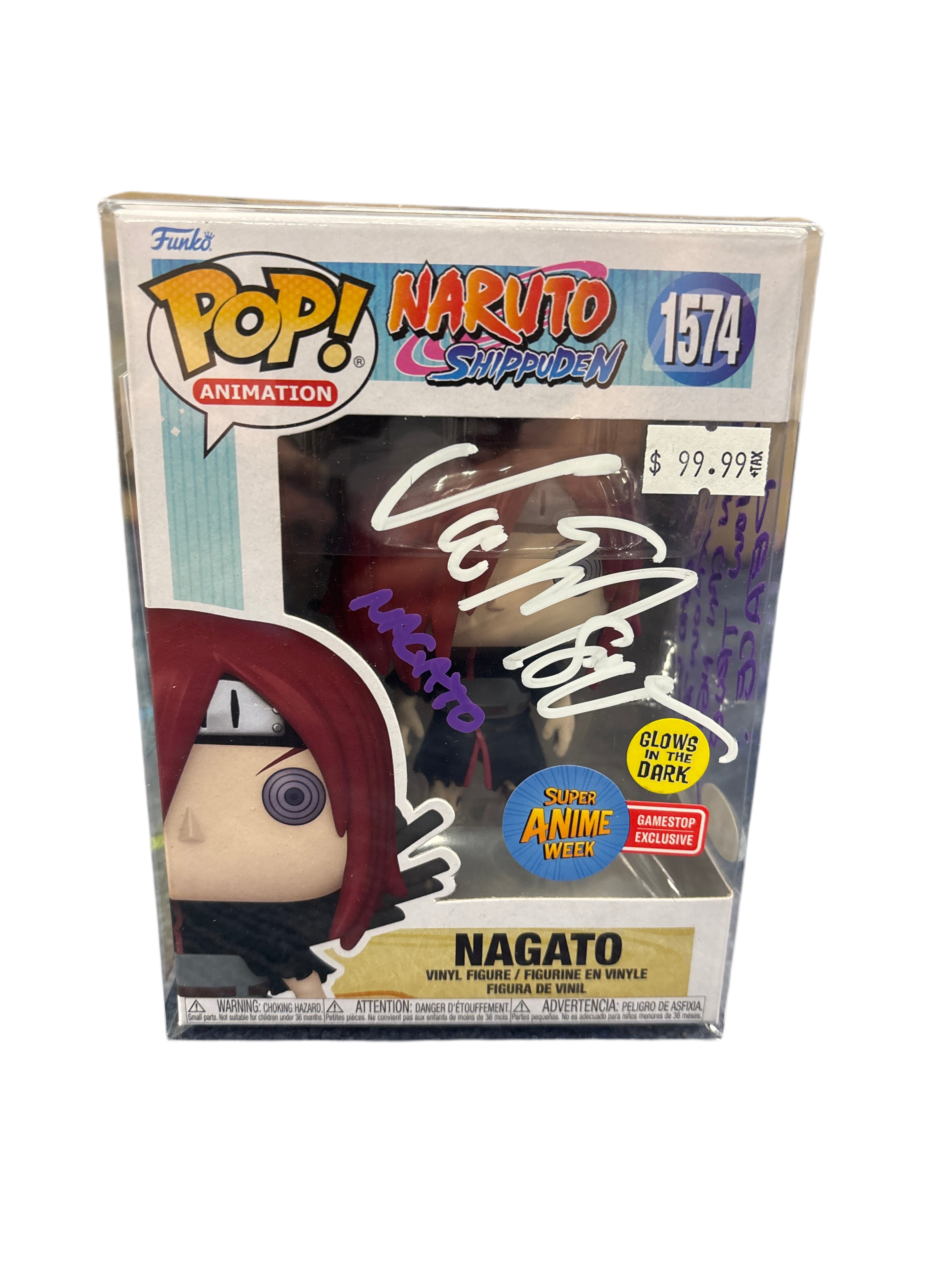 (SIGNED) Funko Pop! Animation Naruto Nagato Super Anime Week GameStop Exclusive GITD #1574 JSA CERT