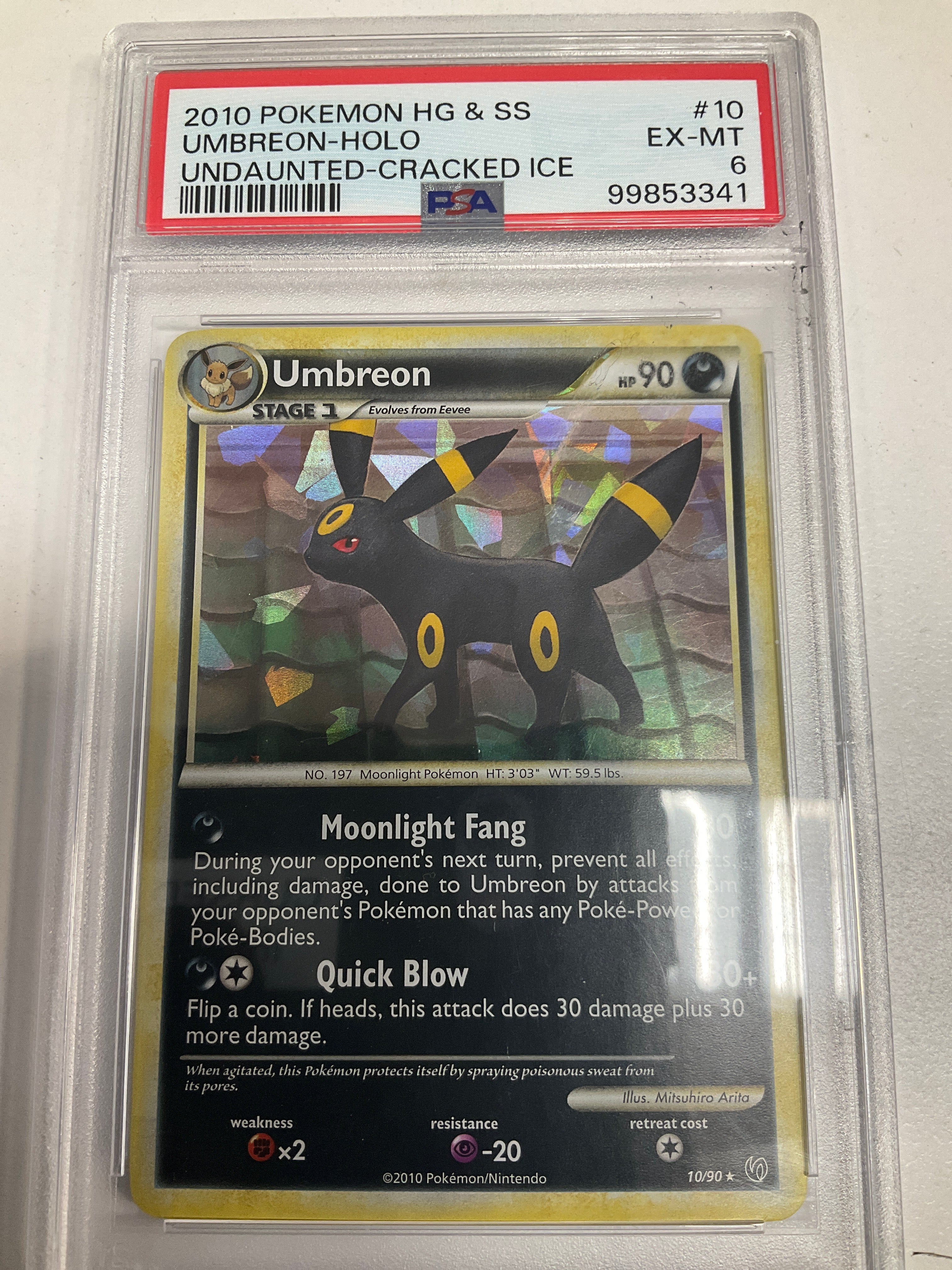 GRADED Pokmon TCG Umbreon 10/90 Undaunted Cracked Ice Holo PSA 6 True Believers Gaming and Collectibles GRADED Pokmon TCG Umbreon 10/90 Undaunted Cracked Ice Holo PSA 6 True Believers Gaming and Collectibles