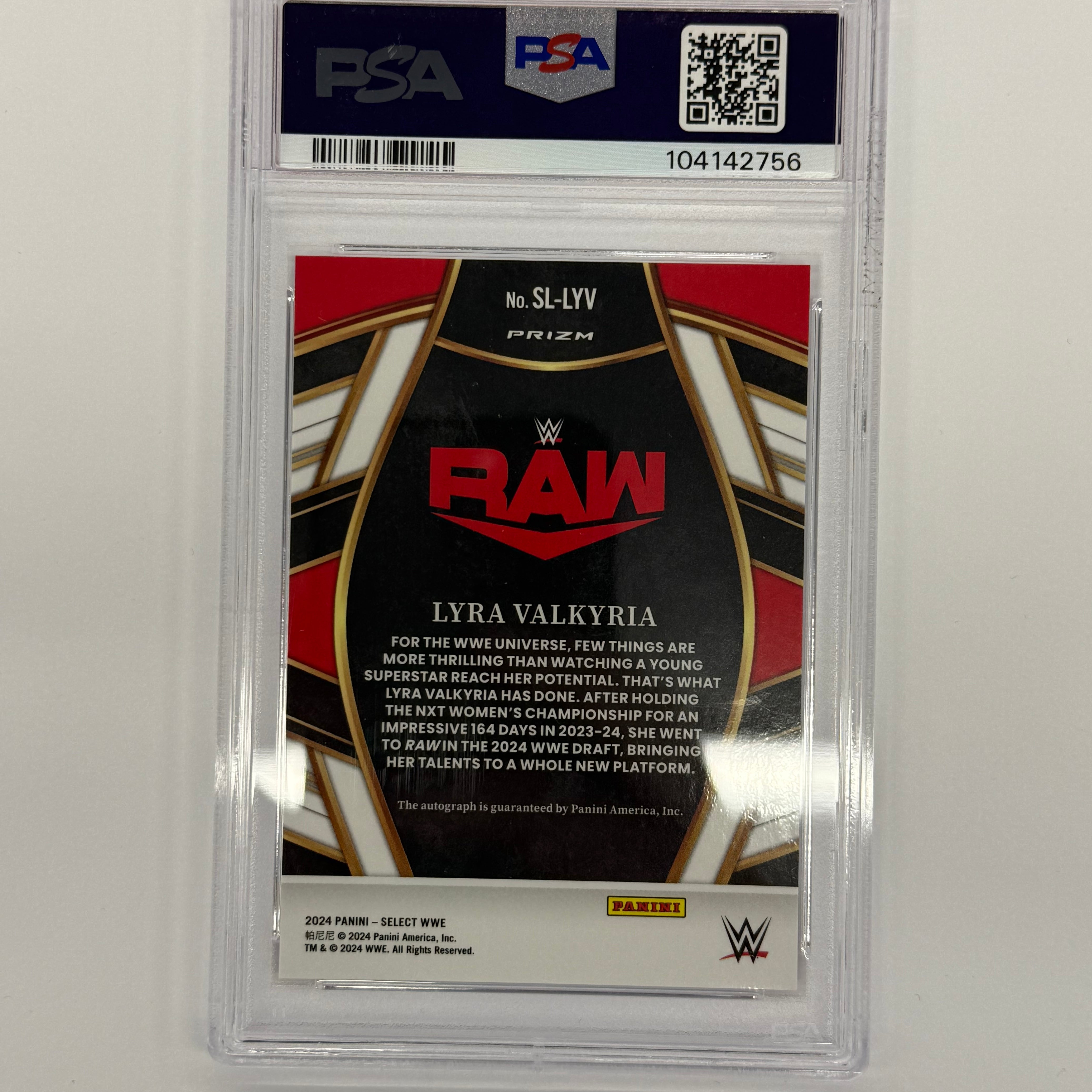 2024 Panini Select WWE PSA 10 GEM MT Lyra Valkyria #SL-LYV Signature Selections-ICE