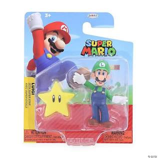 Jakks Super Mario World of Nintendo Luigi with Super Star 2.5” Figure