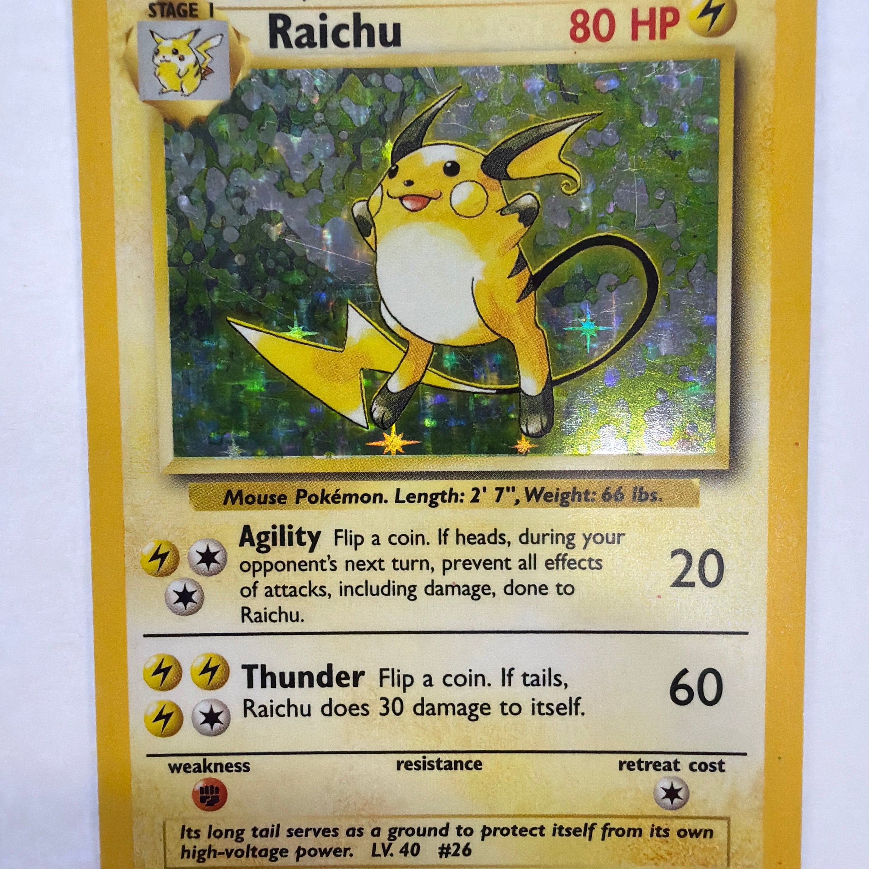 Pokémon TCG - Base Set Unlimited Raichu 14/102 Holo DMG
