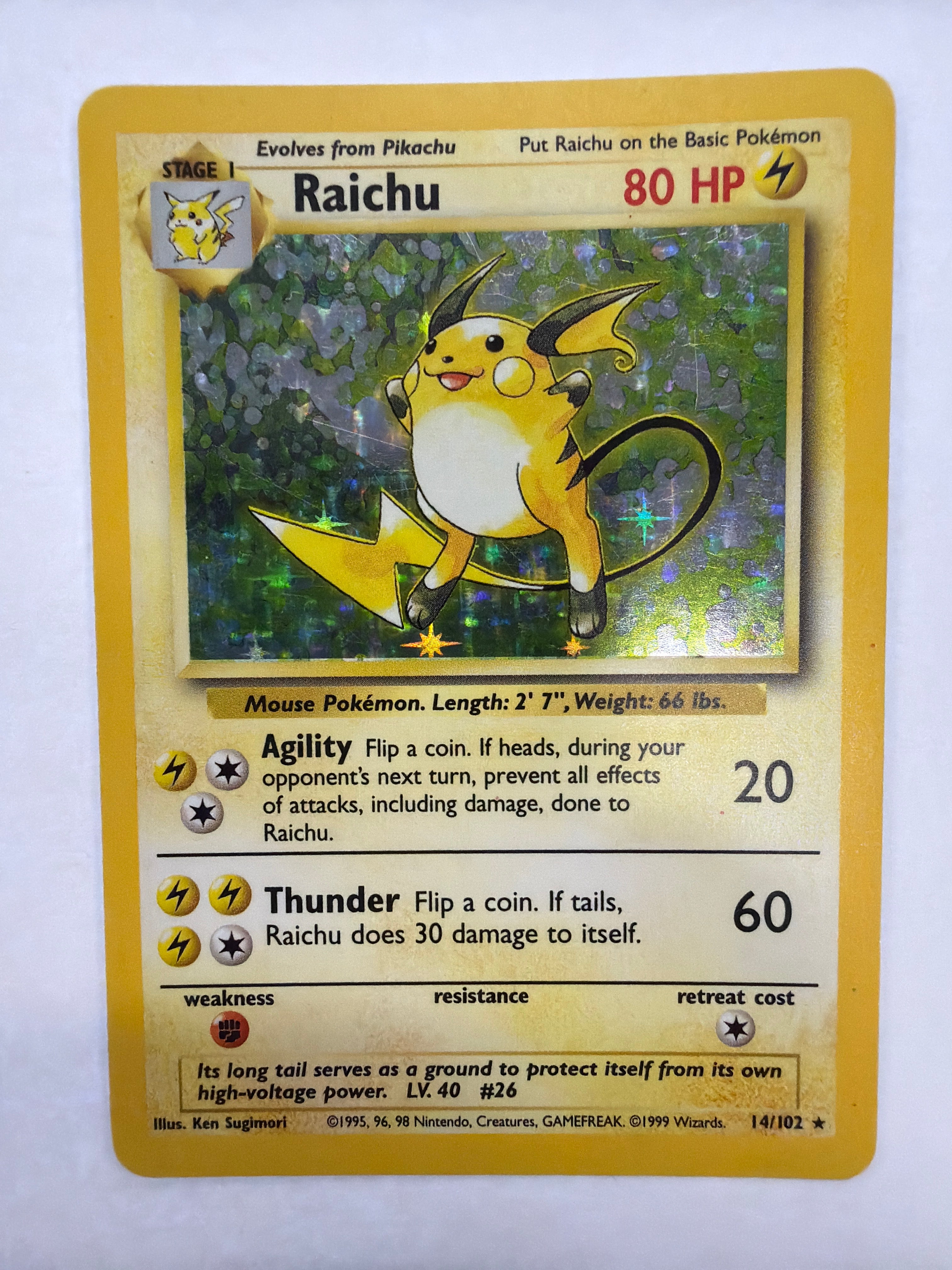 Pokémon TCG - Base Set Unlimited Raichu 14/102 Holo DMG