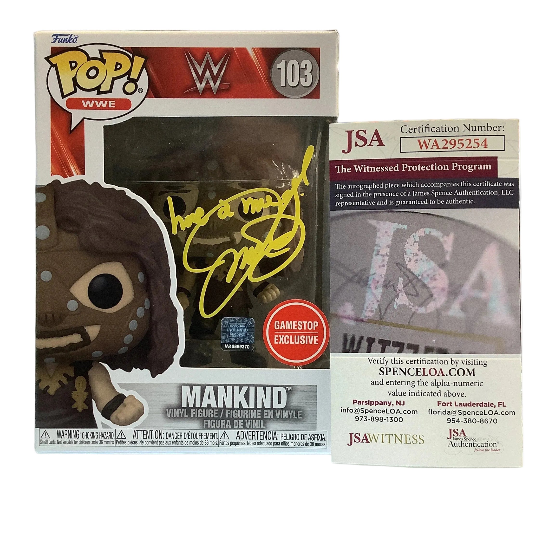 Signed Funko Pop! WWE Mankind #103 Gamestop Exclusive