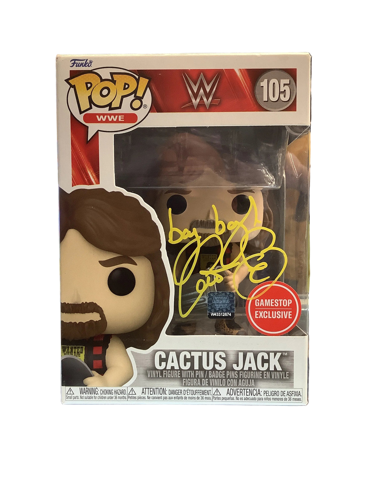 Signed Funko Pop! WWE Cactus Jack #105 Gamestop Exclusive