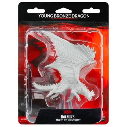 Neca Wizkids Dungeons & Dragons Nolzurs Marvelous Miniatures Young Bronze Dragon HD Minis Primed Plastic Figures