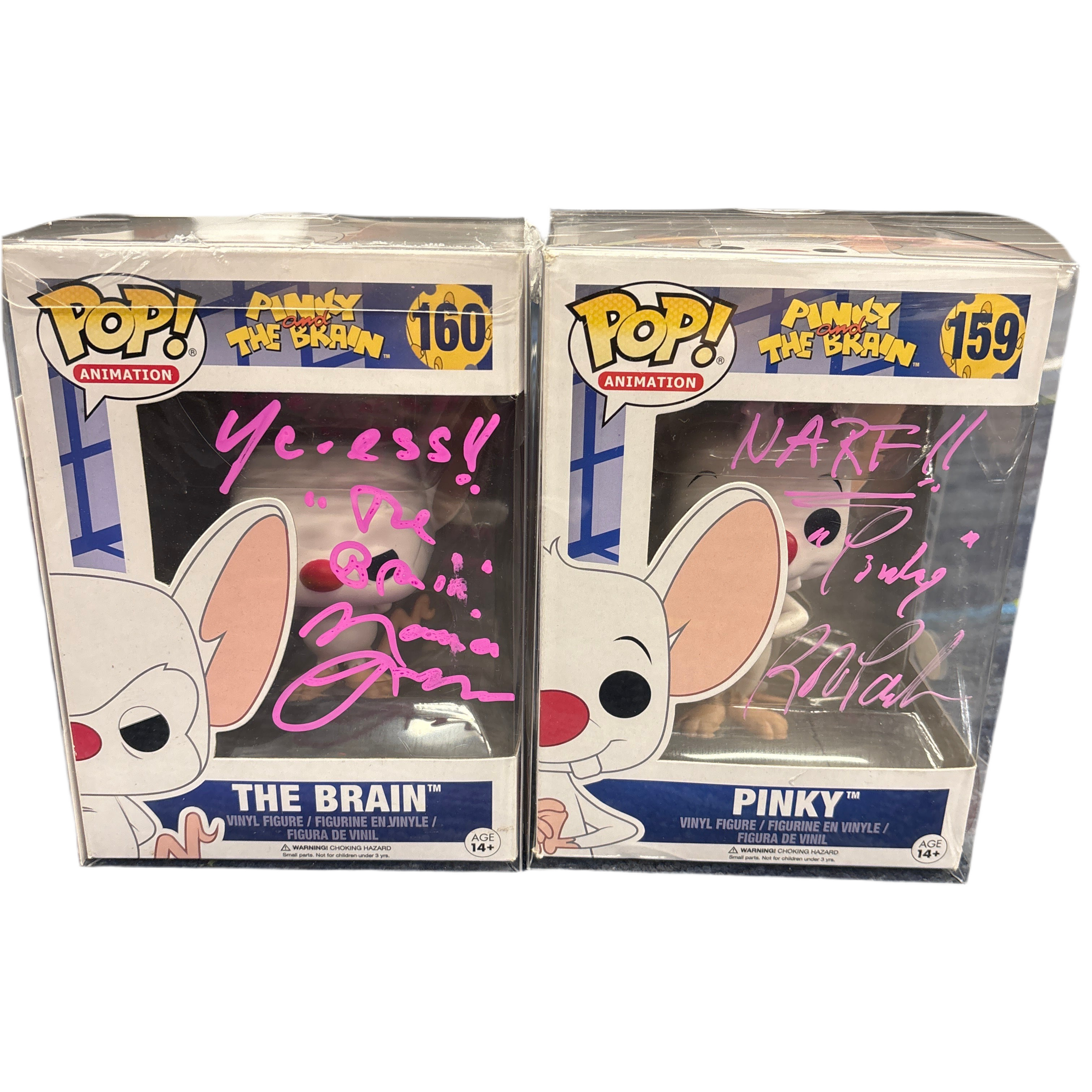 SIGNED SOLD AS SET Funko Pop! Animation Pinky and The Brain The Brain and Pinky #159 and #160
