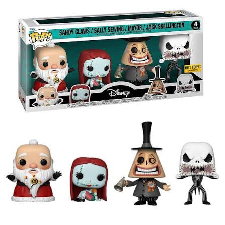 Funko Pop! Disney The Nightmare Before Christmas Sandy Claws, Sally Sewing, Mayor, & Jack Skellington Hot Topic Exclusive 4 Pack