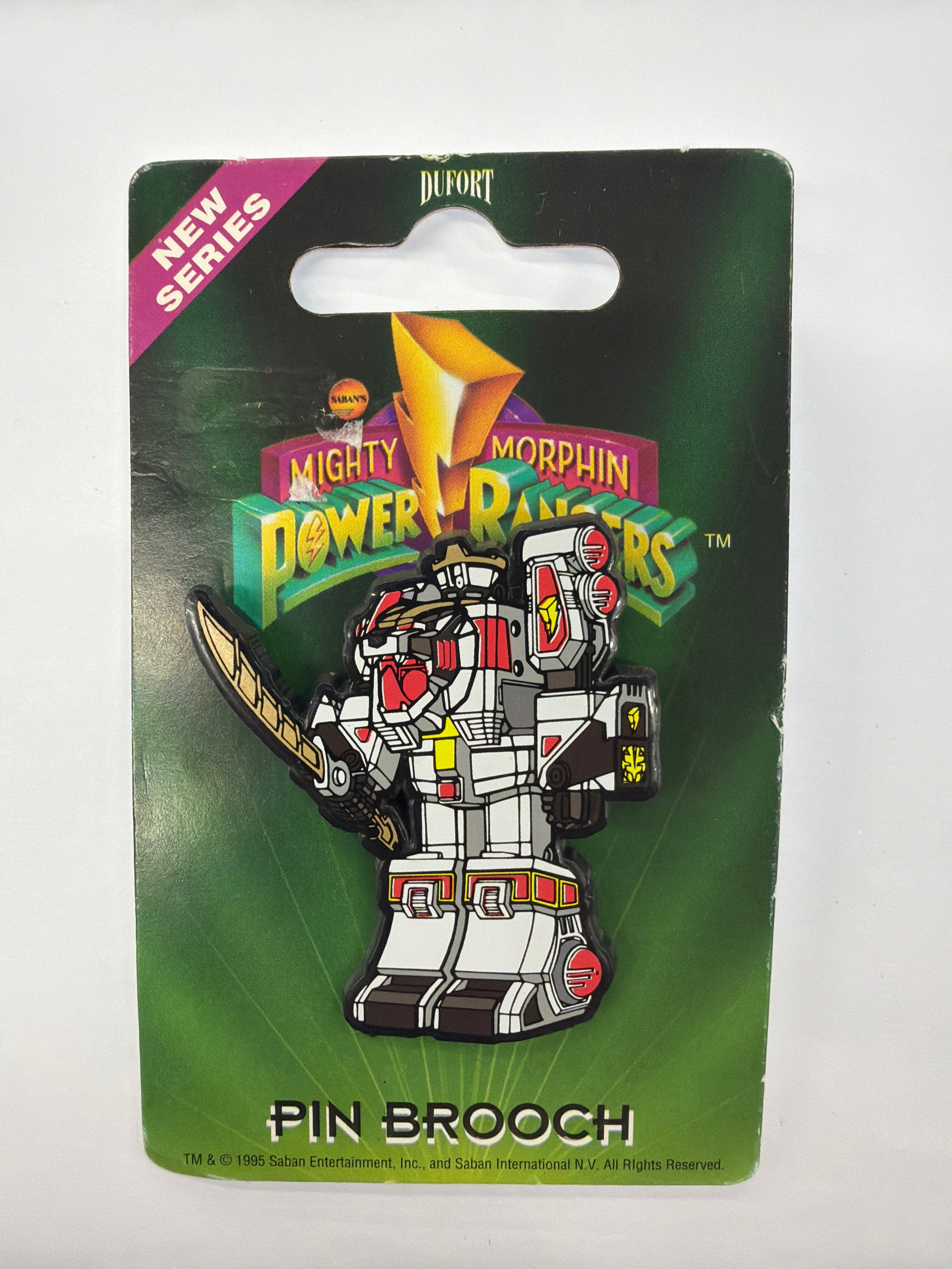 Dufort Mighty Morphin Power Rangers White Tigerzord Thunderzord Pin Brooch