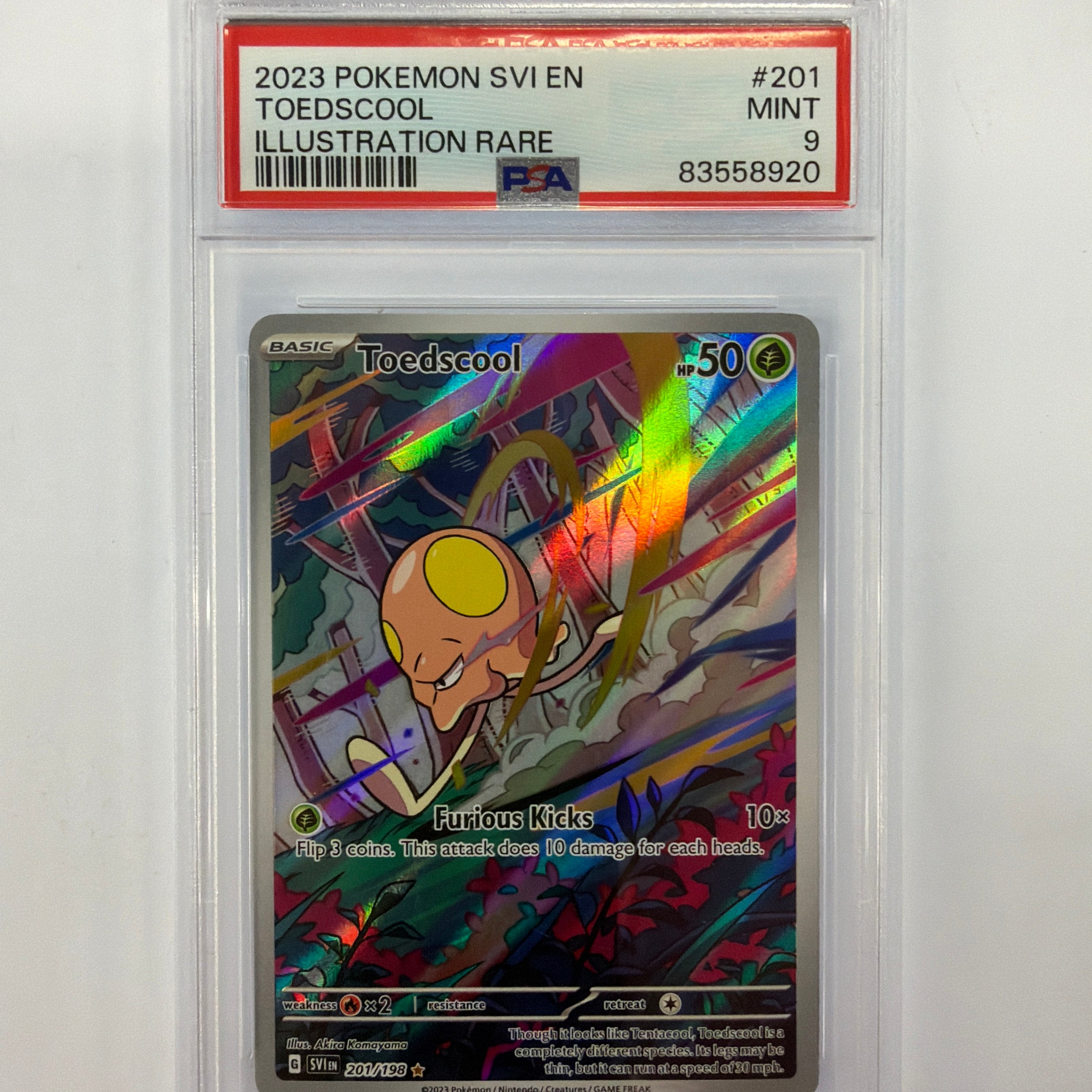 Pokémon TCG - PSA Mint 9 Scarlet & Violet Toedscool 201/198 Illustration Rare
