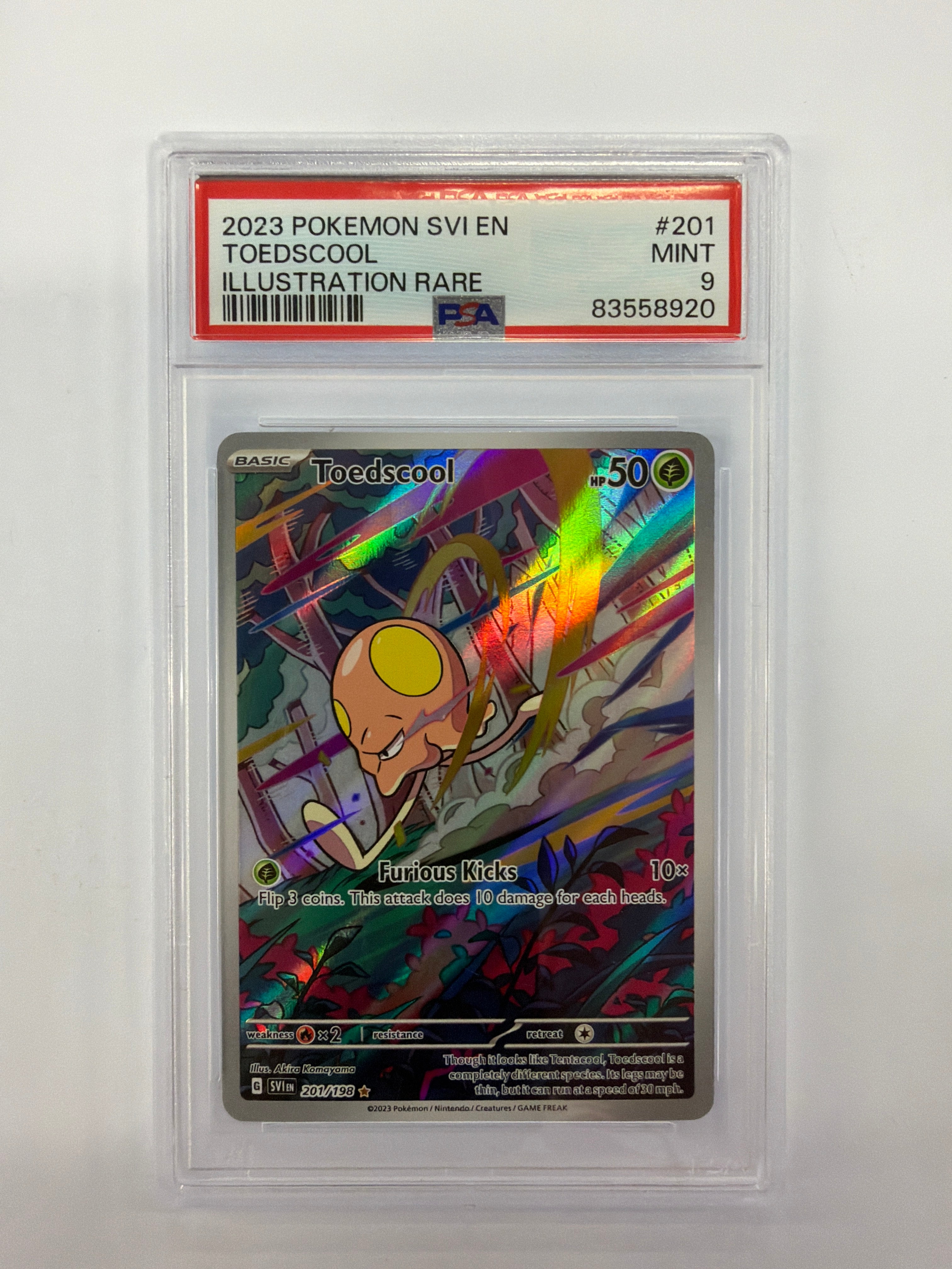 Pokémon TCG - PSA Mint 9 Scarlet & Violet Toedscool 201/198 Illustration Rare