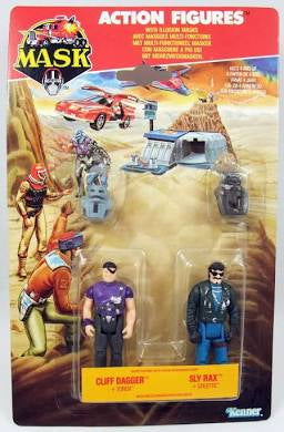 Kenner Mask Action Figures Cliff Dagger with Torch and Sly Rax with Stiletto