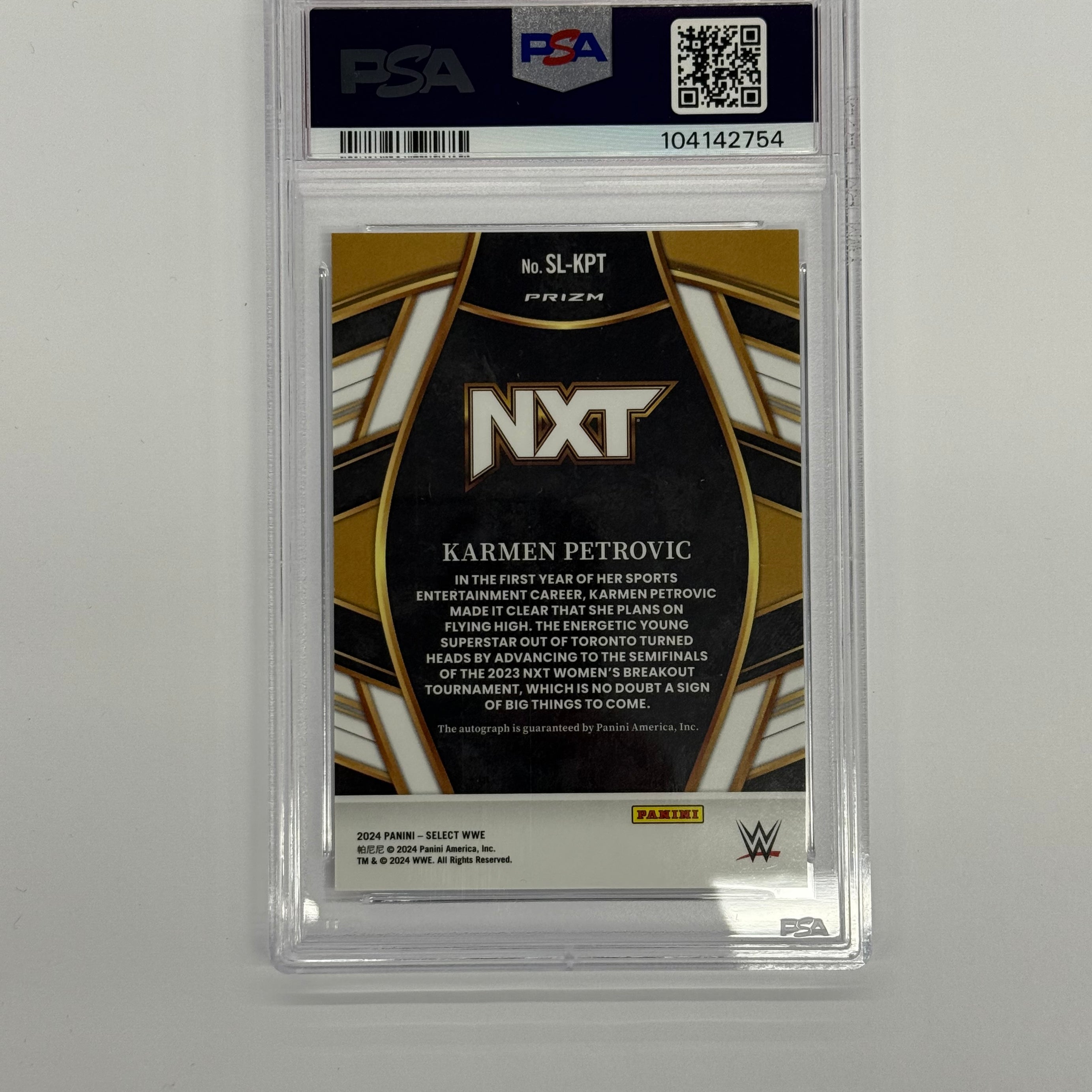 2024 Panini Select WWE PSA 10 GEM MT Karmen Petrovic #SL-KPT Signature Selections-ICE
