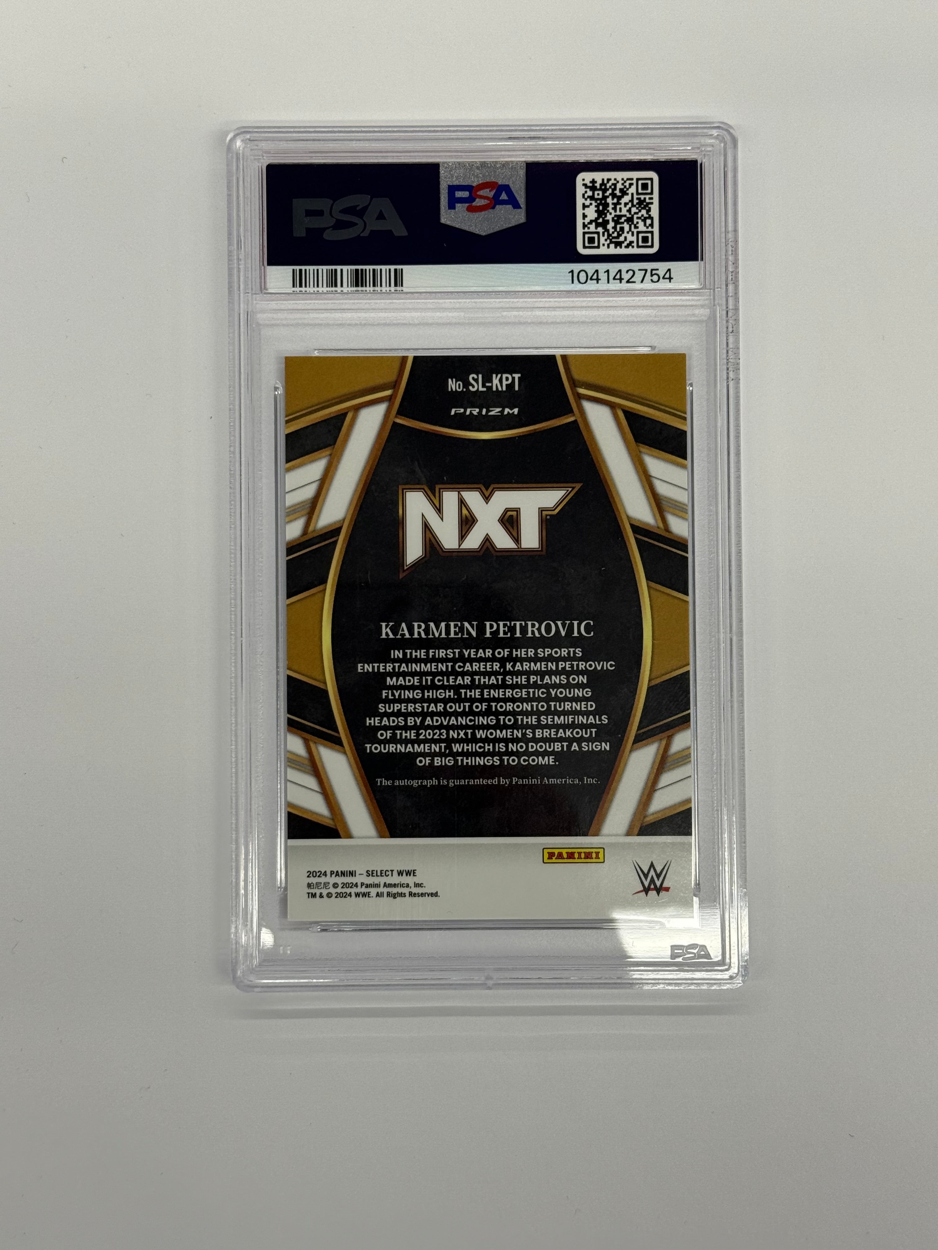 2024 Panini Select WWE PSA 10 GEM MT Karmen Petrovic #SL-KPT Signature Selections-ICE