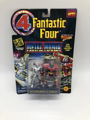 Toy biz Marvel Fantastic Four Metal  Mania Silver Surfer vs Terrax