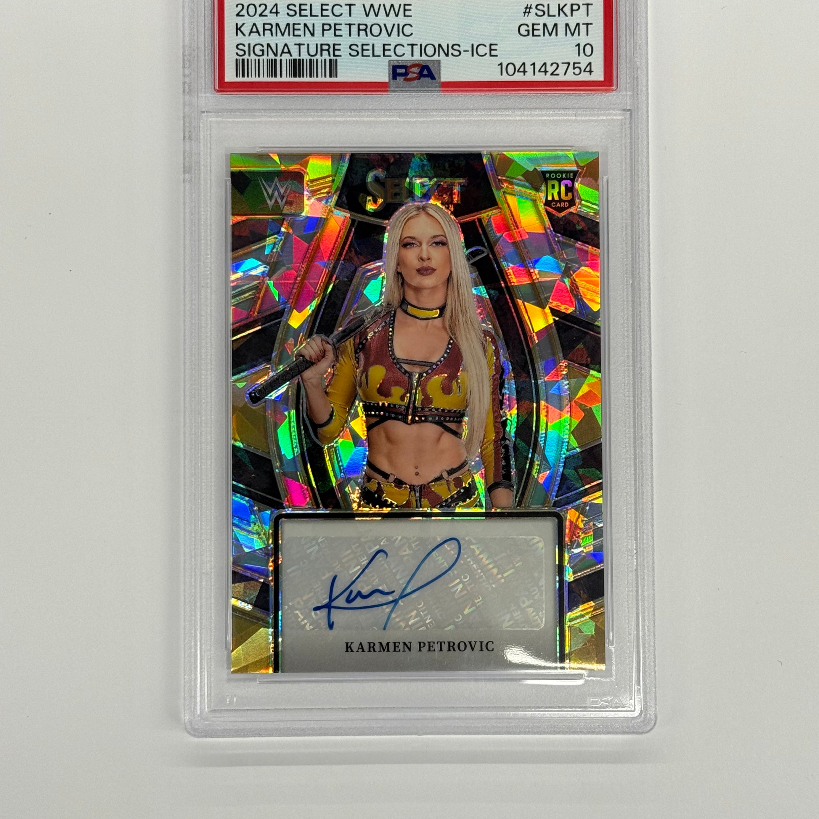 2024 Panini Select WWE PSA 10 GEM MT Karmen Petrovic #SL-KPT Signature Selections-ICE