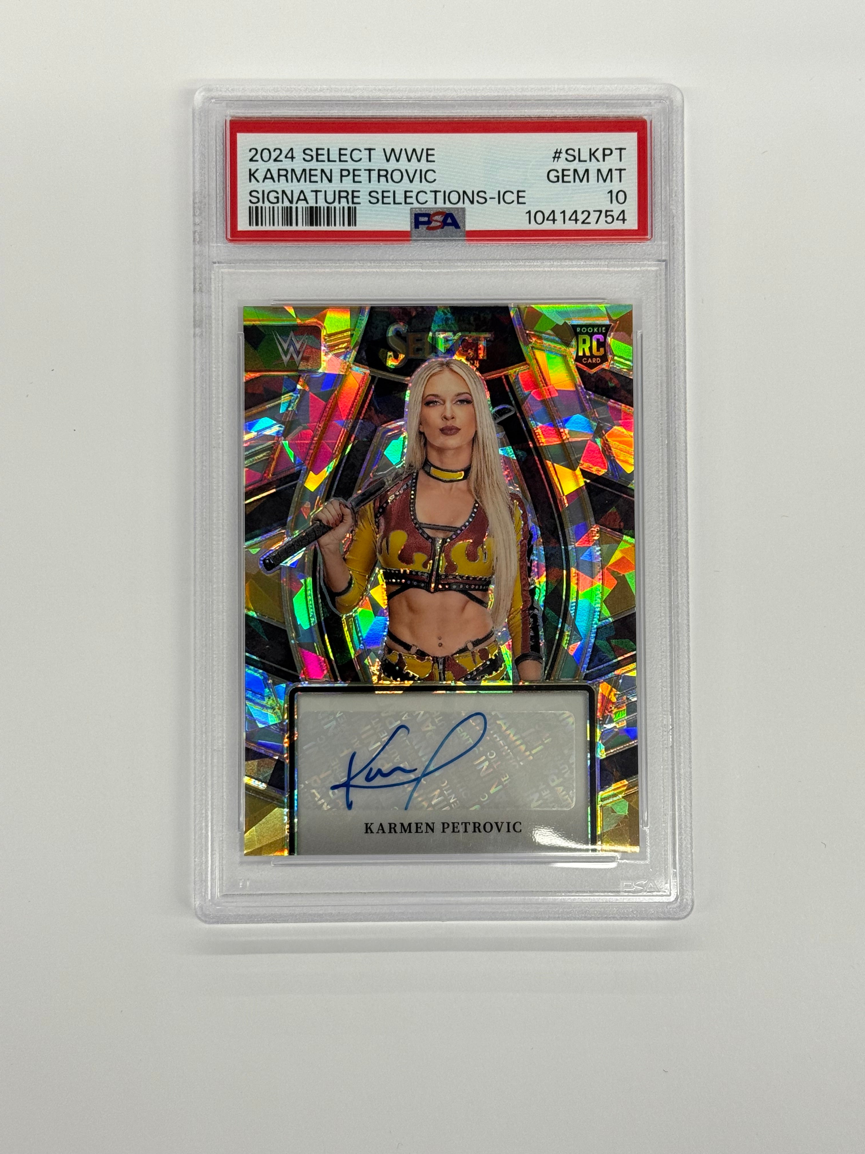 2024 Panini Select WWE PSA 10 GEM MT Karmen Petrovic #SL-KPT Signature Selections-ICE