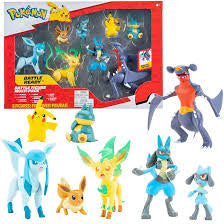 Pokémon Action Figure- Battle Figure Multi-Pack, Pikachu, Lucario, Leafeon,, Garchomp,Munchlax, Eevee, Glaceon