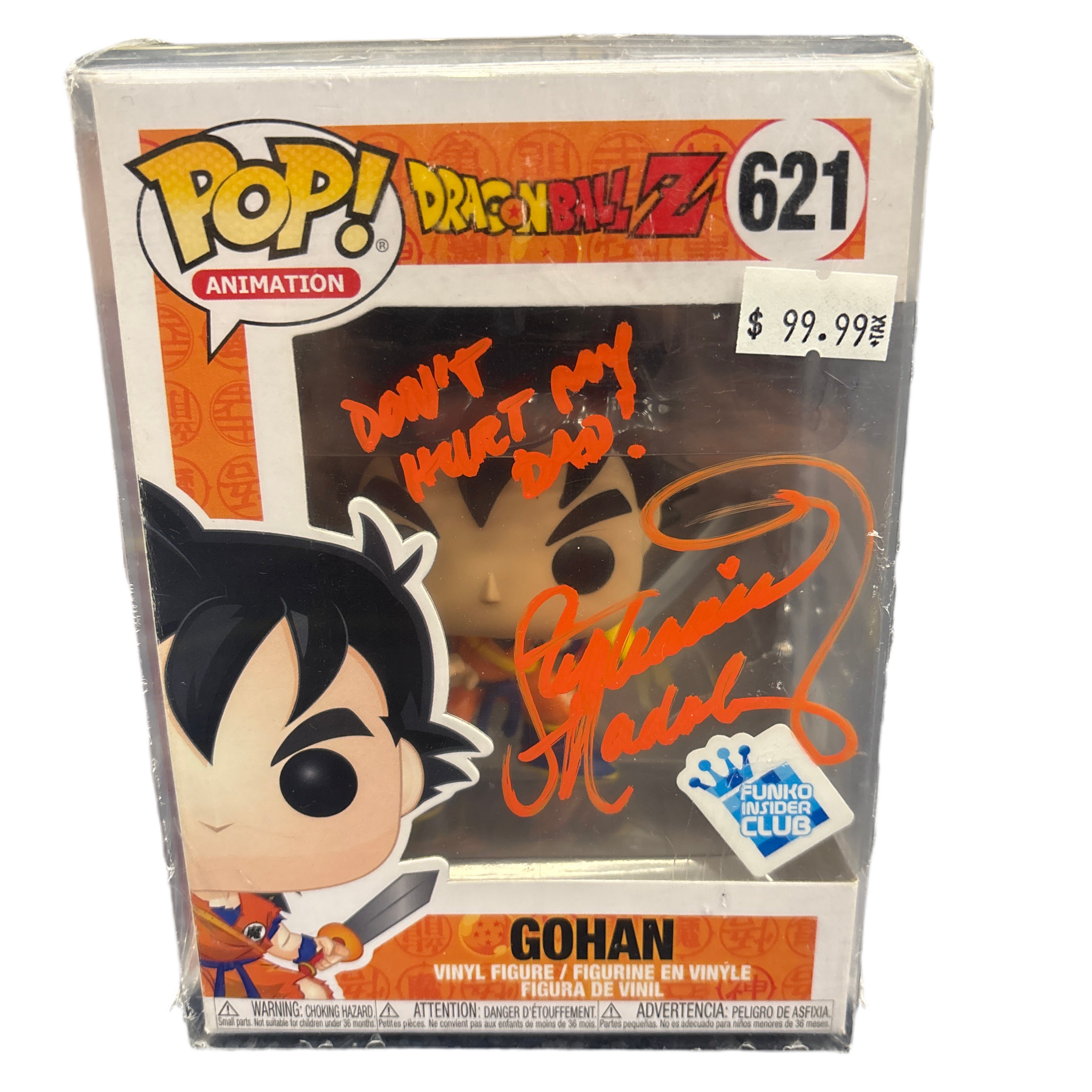 SIGNED/INSCRIBED Funko Pop! Animation Dragon Ball Z Gohan Funko Insider Club #621