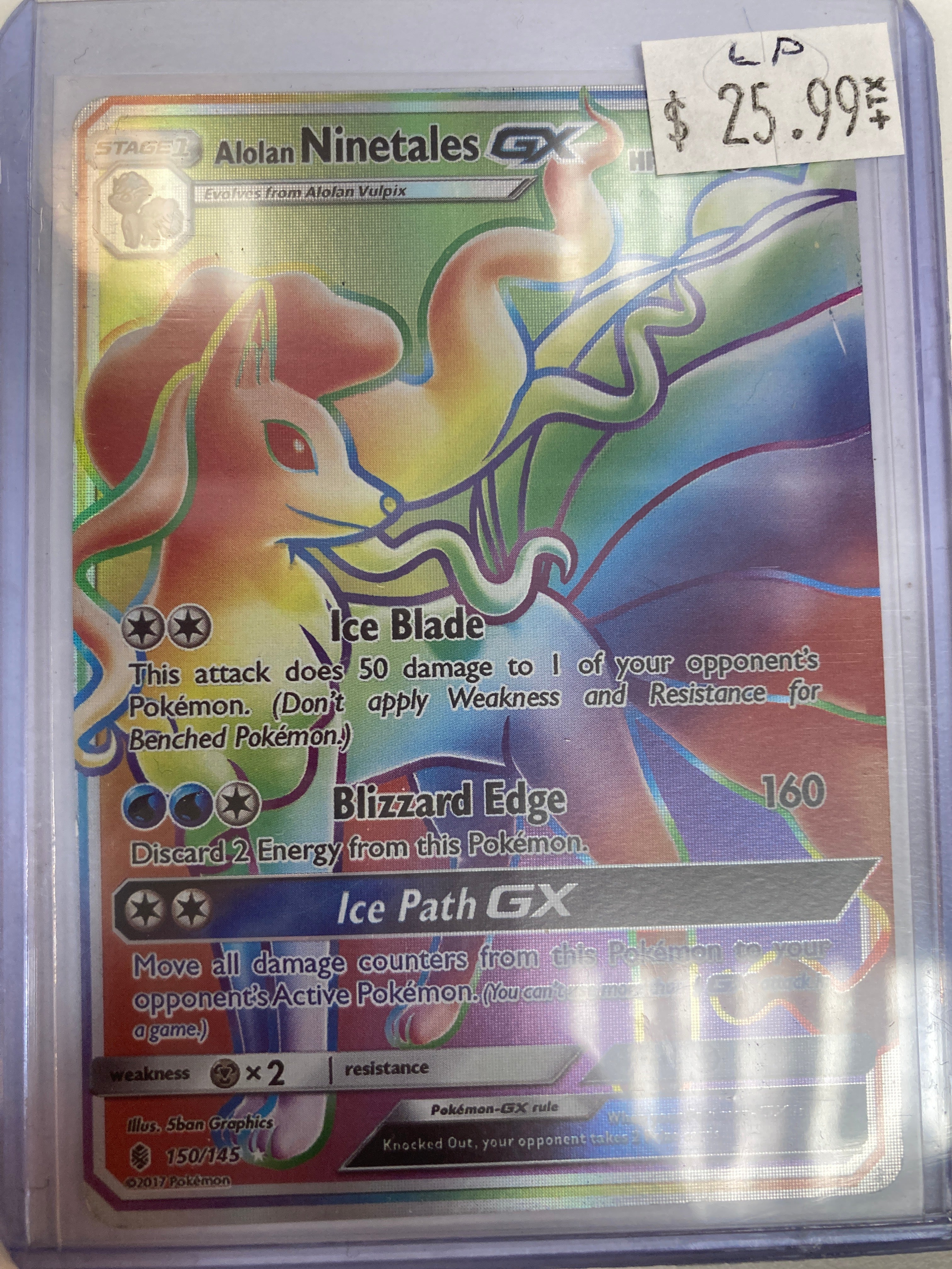Pokémon TCG Alolan Ninetales GX 150/145 Guardians Rising SR LP – True  Believers Gaming and Collectibles