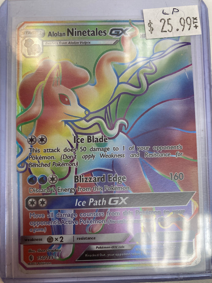 Pokémon TCG Alolan Ninetales GX 150/145 Guardians Rising SR LP – True  Believers Gaming and Collectibles