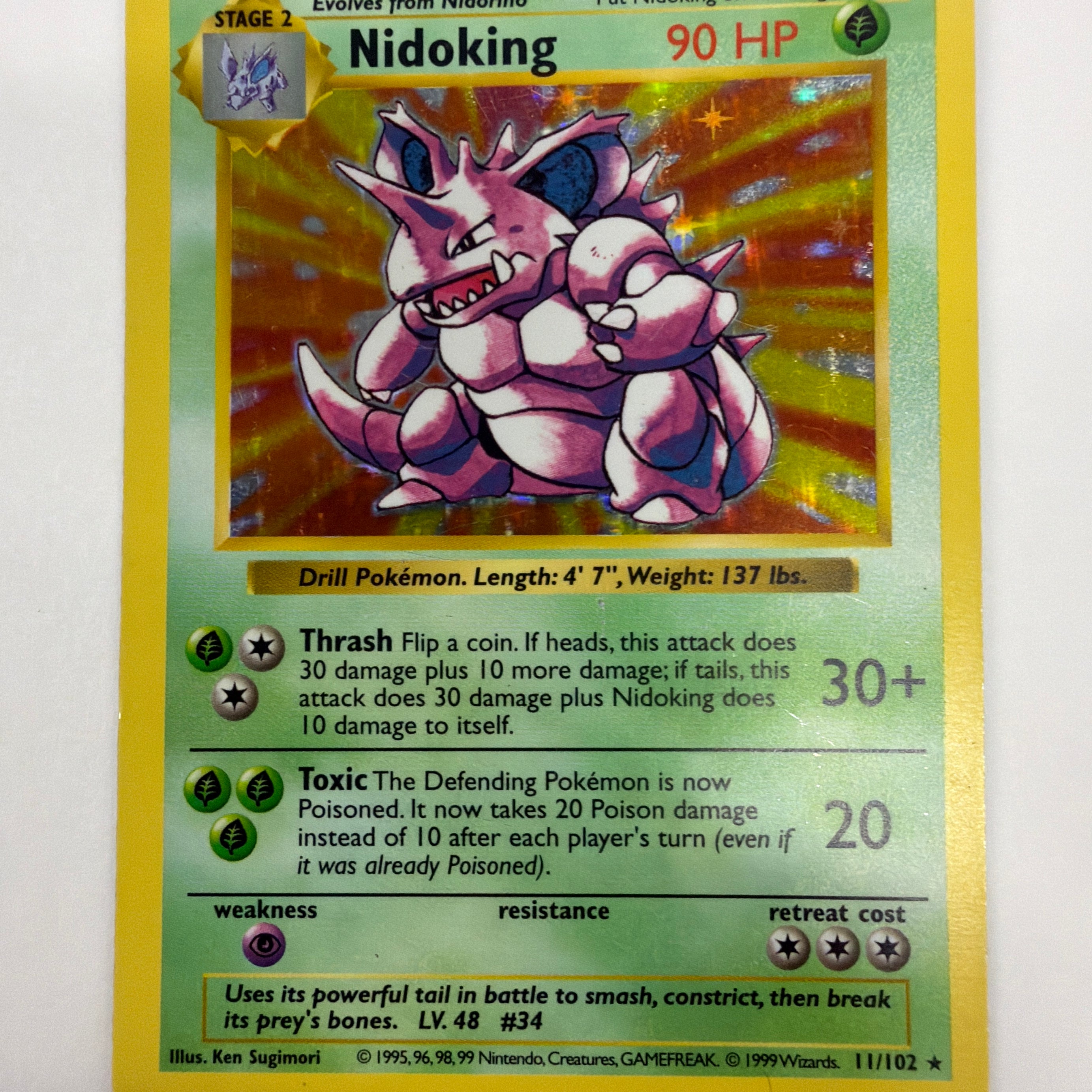 Pokémon TCG - Base Set Unlimited Shadowless Nidoking 11/102 Holo HP
