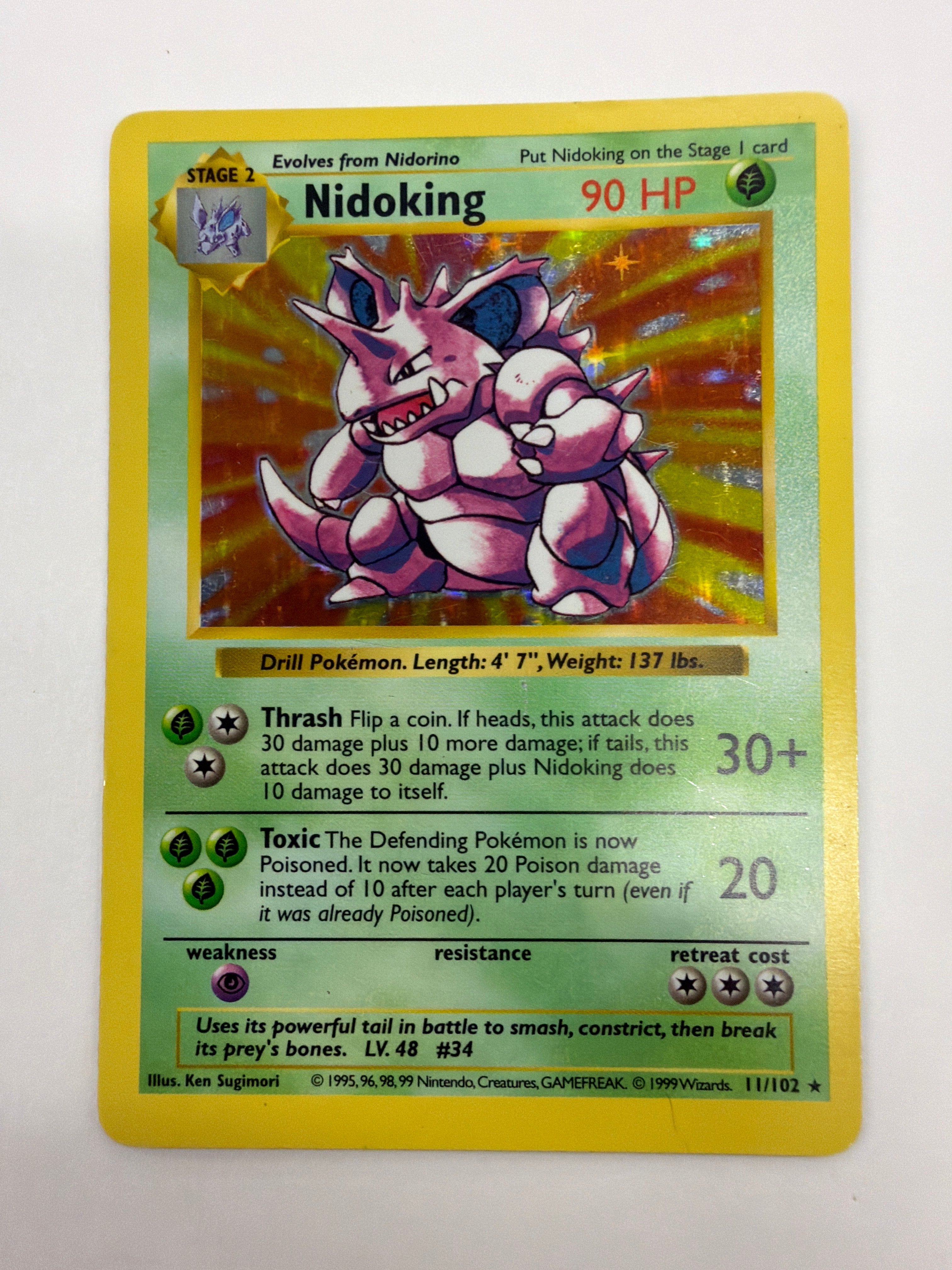 Pokémon TCG - Base Set Unlimited Shadowless Nidoking 11/102 Holo HP