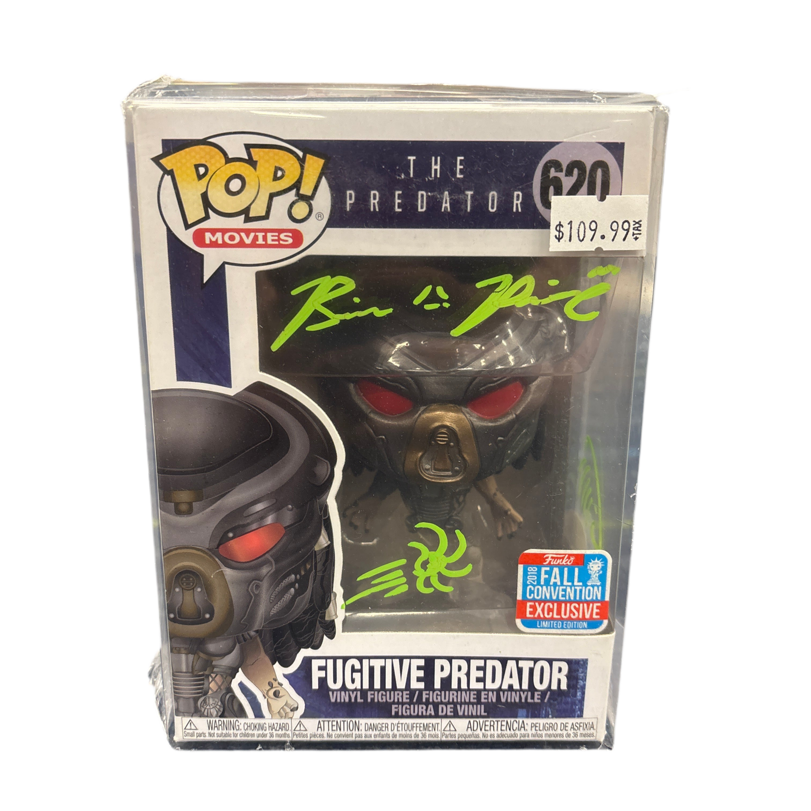 SIGNED Funko Pop! Movies The Predator Fugitive Predator 2018 Funko Fall Convention Exclusive #620