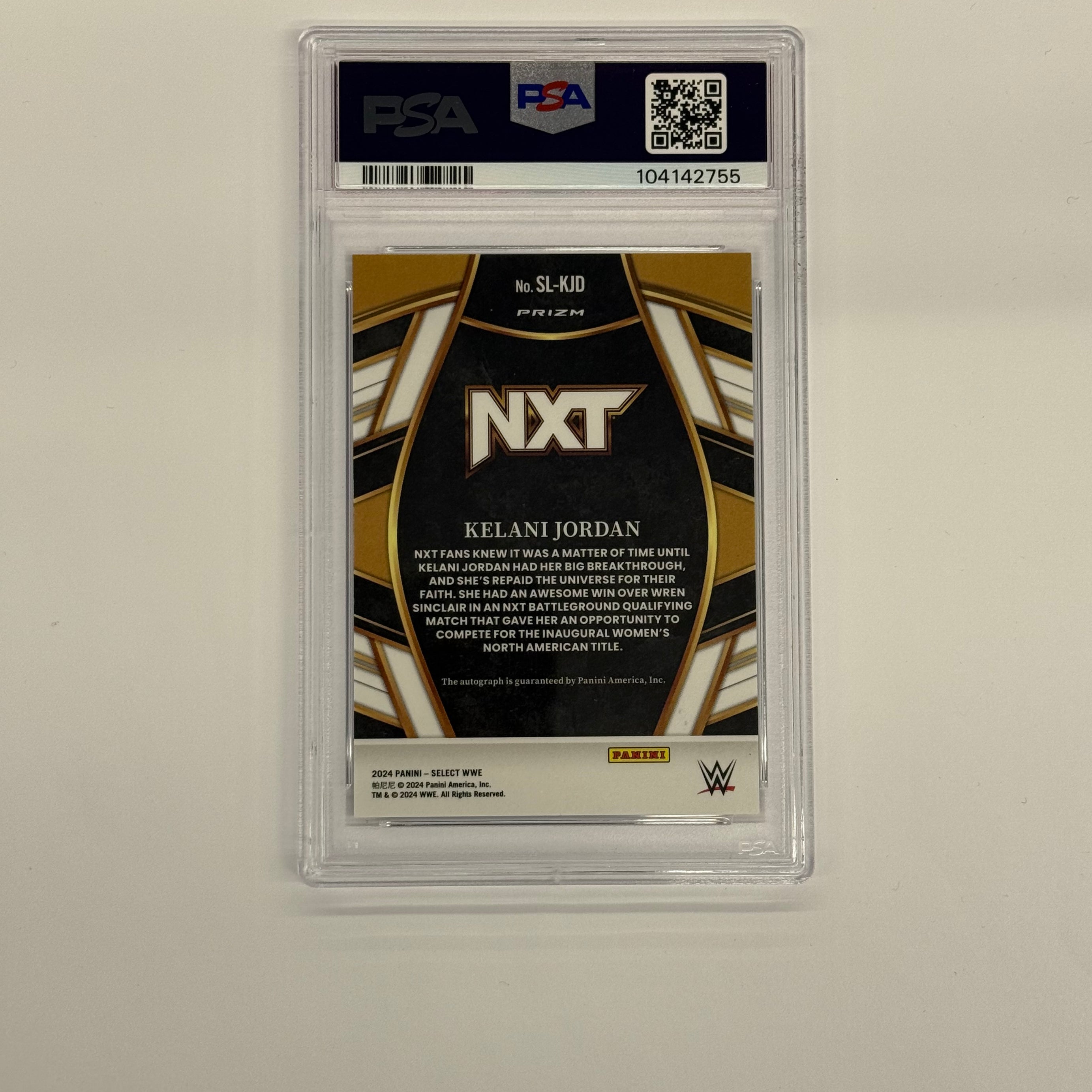 2024 Panini Select WWE PSA 9 MINT Kelani Jordan #SL-KJD Signature Selections-ICE