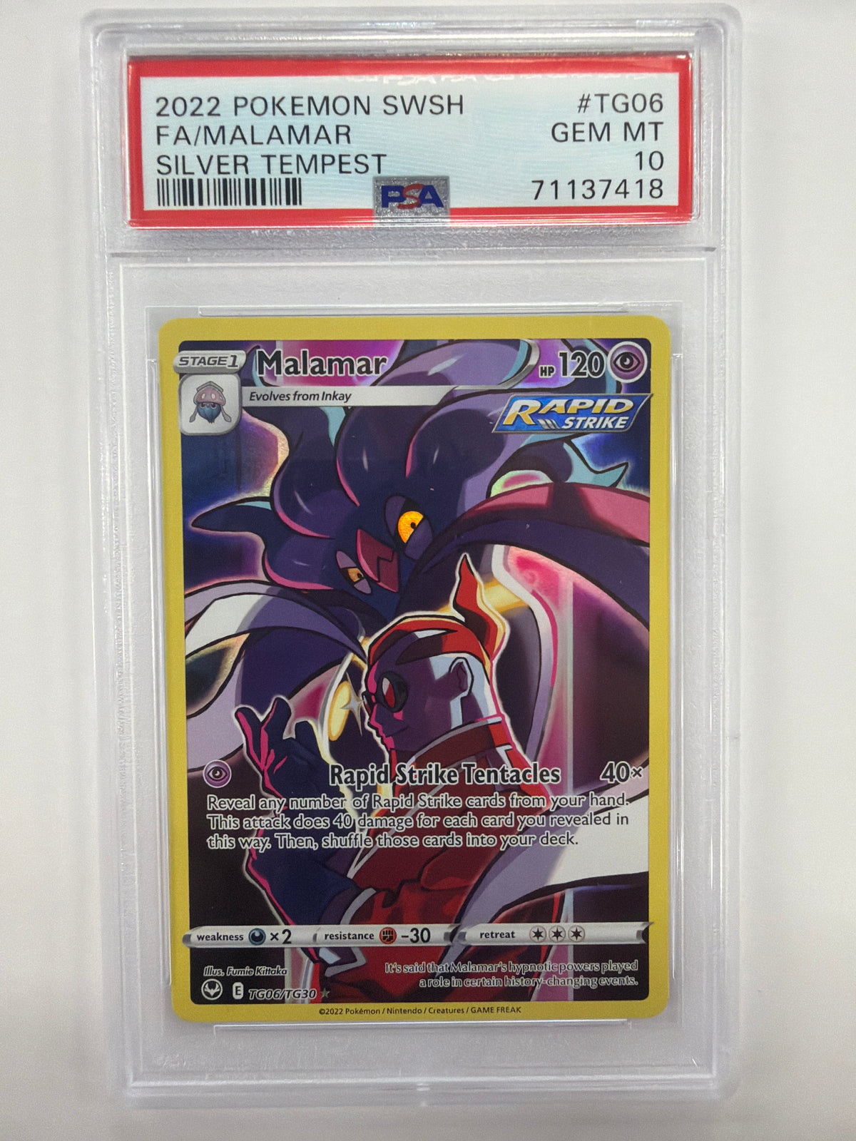 Pokémon TCG - PSA Gem MT 10 Silver Tempest Malamar TG06/TG30