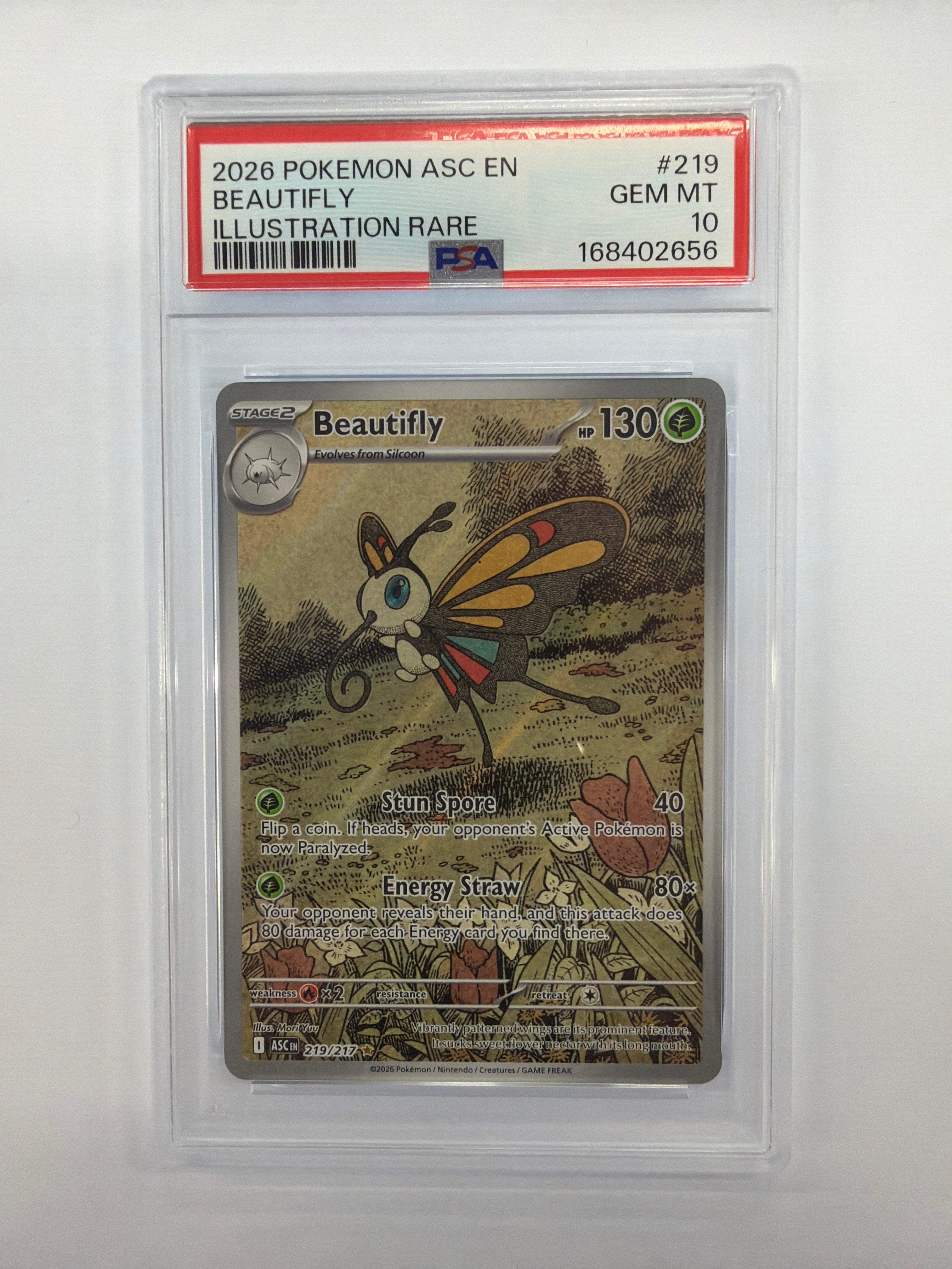 Pokémon TCG - PSA Gem MT 10 Ascended Heroes Beautifly 219/217 Illustration Rare