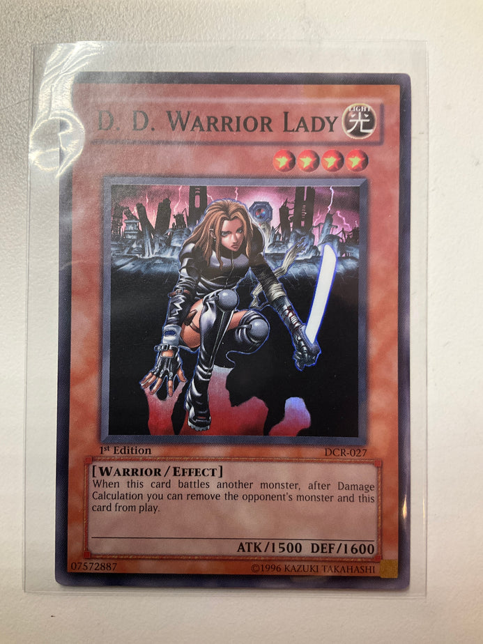 Yugioh TCG D. D. Warrior Lady DCR-027 First Edition Super Rare Mint – True  Believers Gaming and Collectibles