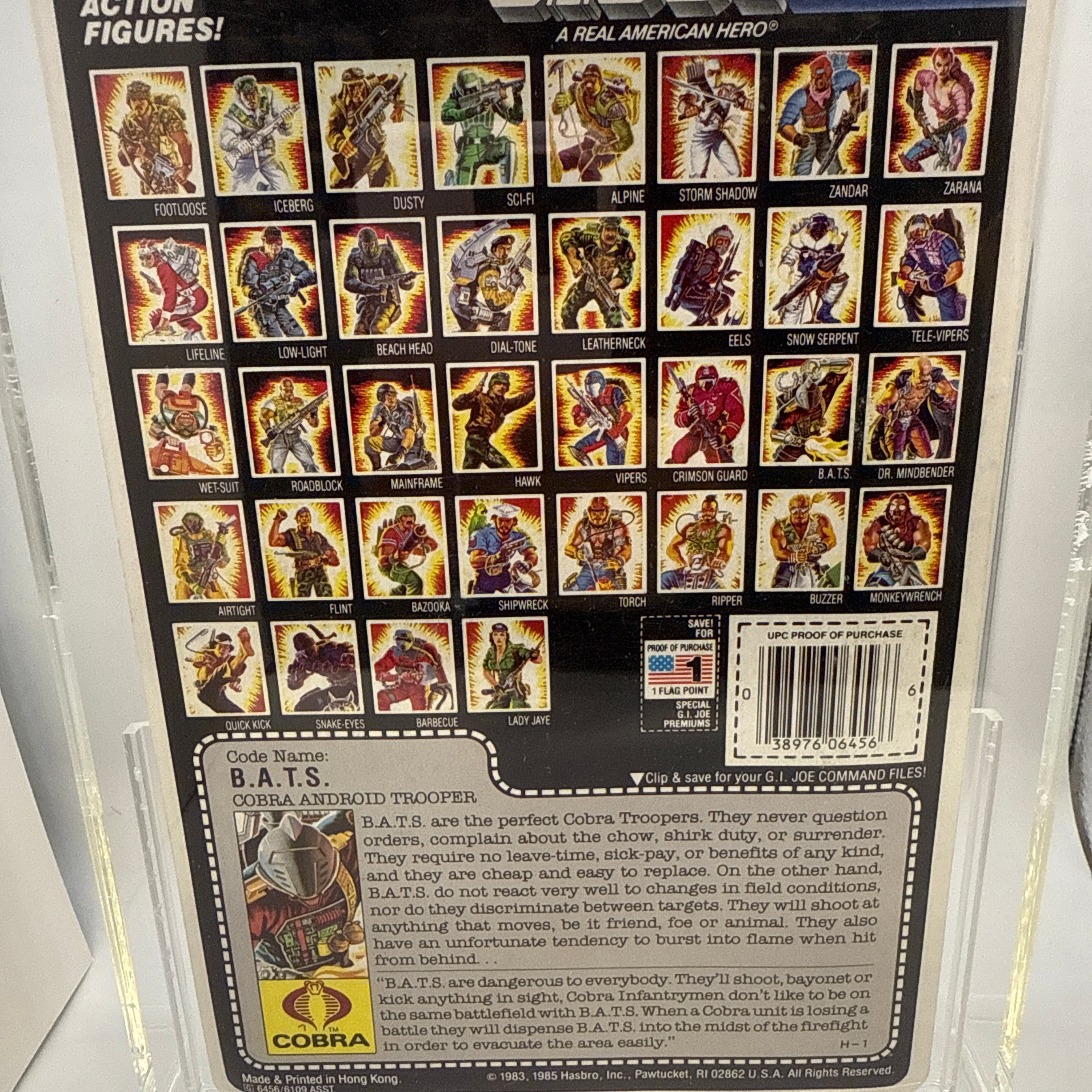 Hasbro G.I. Joe Vintage 1985 Code Name: B.A.T.S. Cobra Android Trooper 34 Back Punched Card Action Figure
