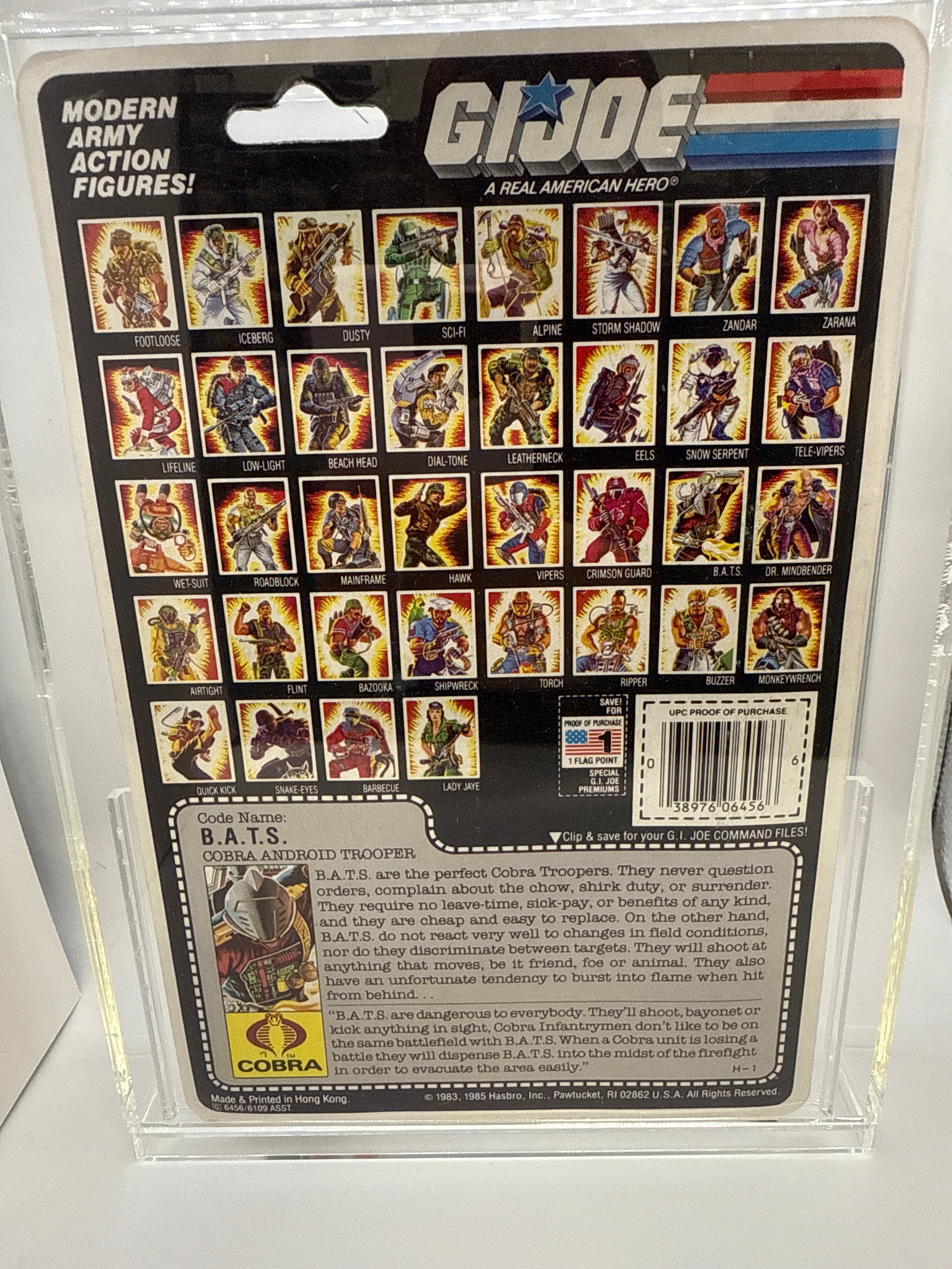 Hasbro G.I. Joe Vintage 1985 Code Name: B.A.T.S. Cobra Android Trooper 34 Back Punched Card Action Figure