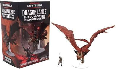 WizKids Dungeons & Dragons Dragonlance Shadow Of The Dragon Queen Kansaldi On Red Dragon Statue