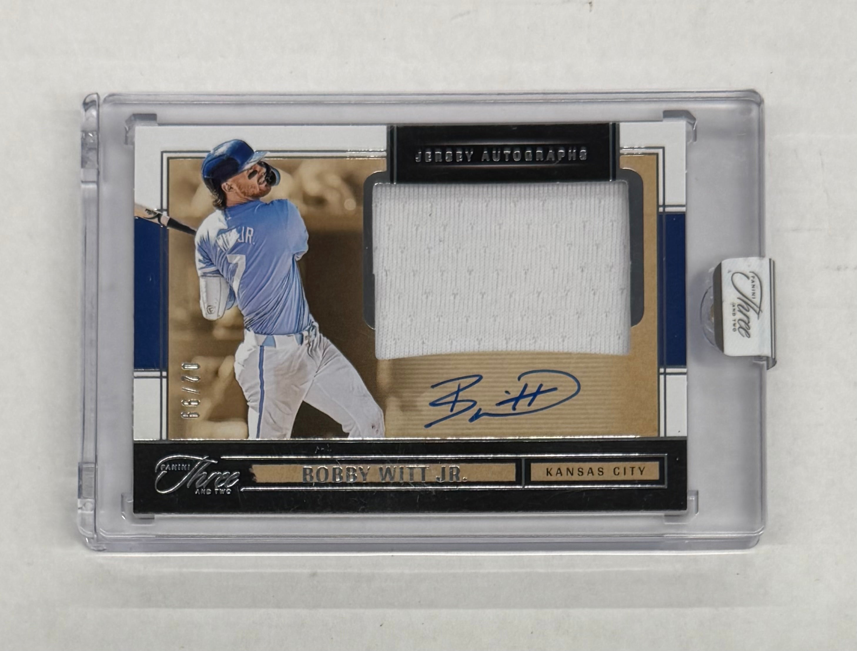 2025 Panini Three And Two Bobby Witt Jr. Hall Of Fame Jersey Autographs #JK-BWJ Numbered 02/99
