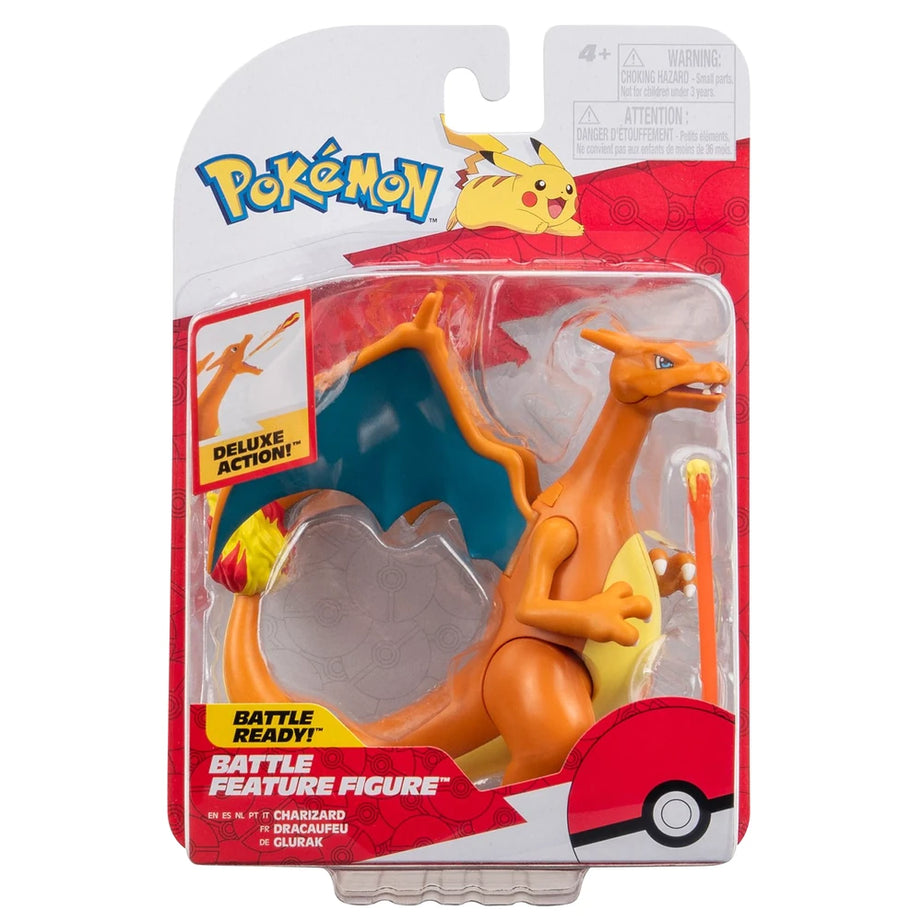 Jazwares Pokemon Battle Feature Figure Charizard 4.5" Deluxe Figure 2024